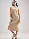 Street By Tokyo Talkies Women Beige Solid Maxi Dress - Beige - Image 1