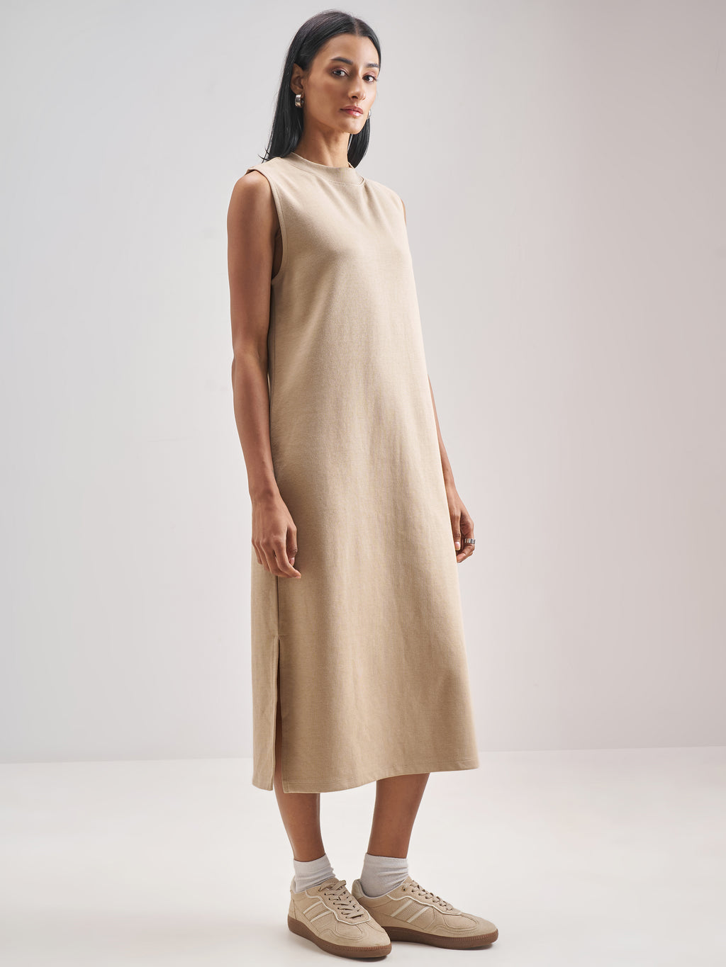 Street By Tokyo Talkies Women Beige Solid Maxi Dress - Beige - Image 4
