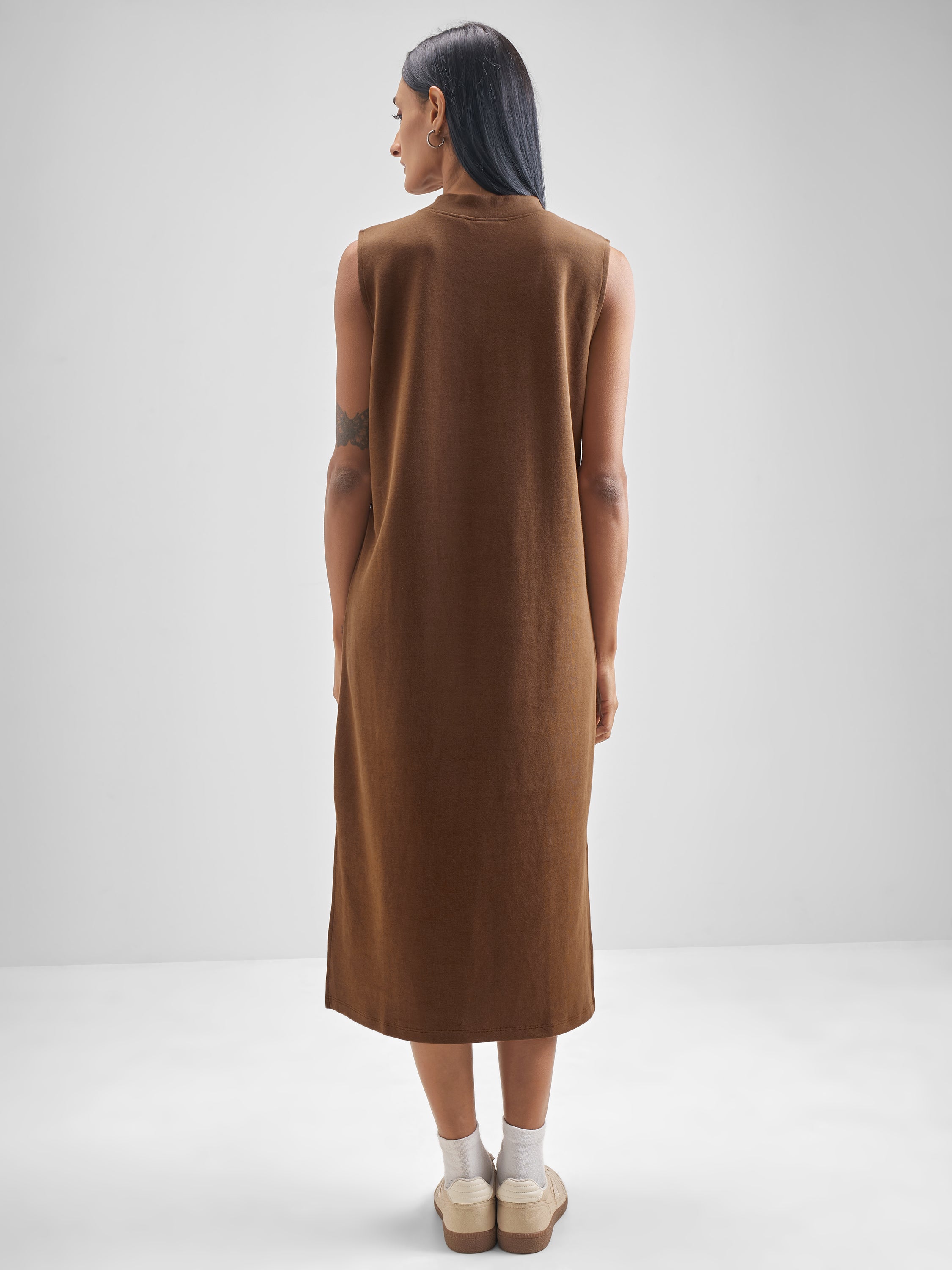 Street By Tokyo Talkies Women Brown Solid Maxi Dress - Brown - Image 3