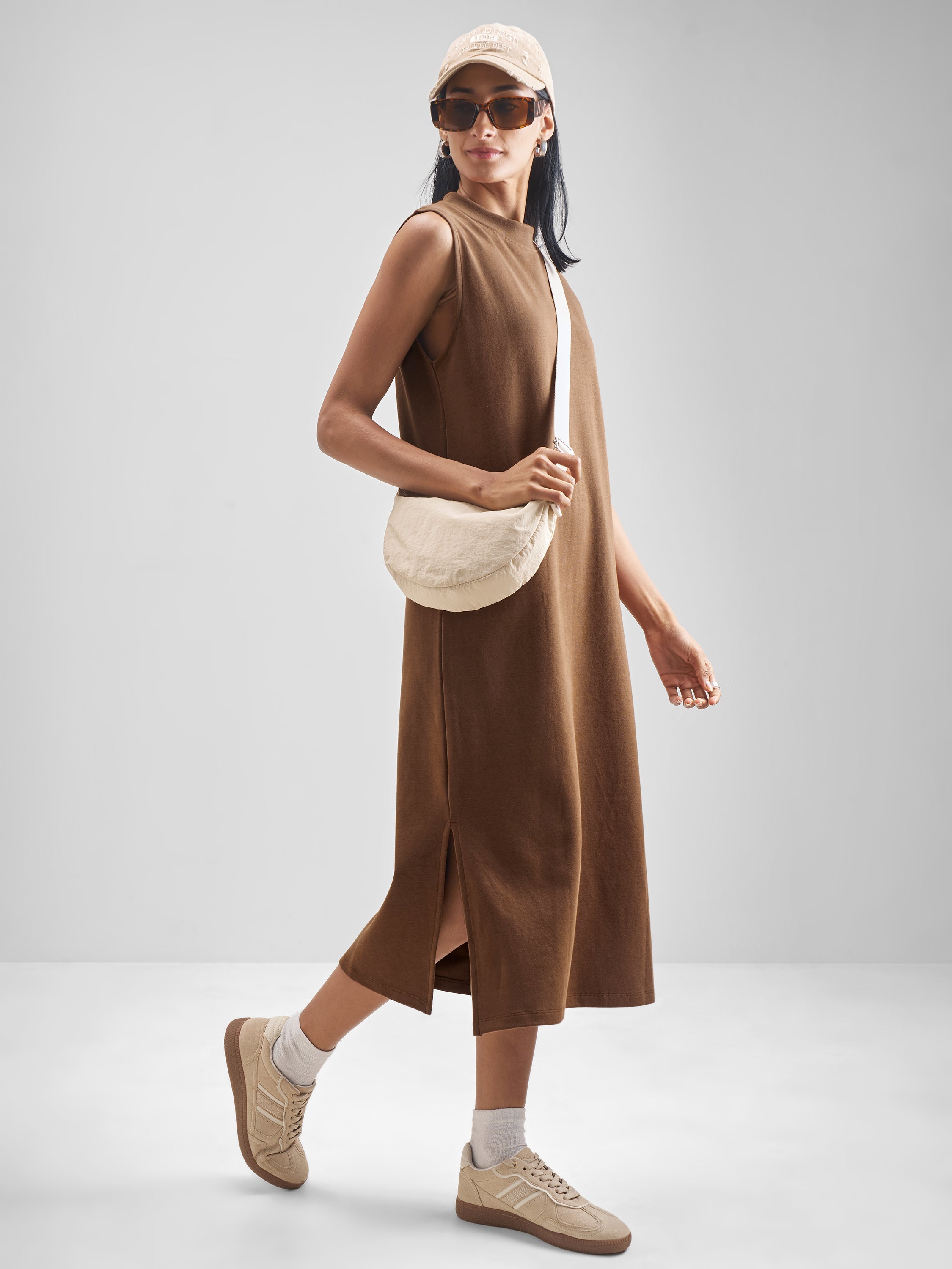 Street By Tokyo Talkies Women Brown Solid Maxi Dress - Brown - Image 4