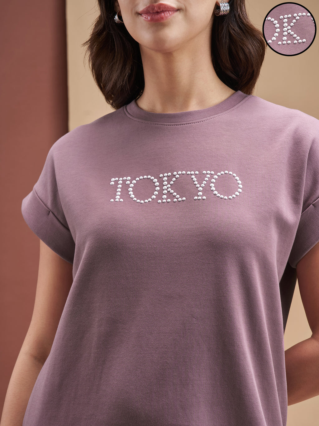 Street By Tokyo Talkies Women Purple Solid T-shirt Dress - Purple - Image 5