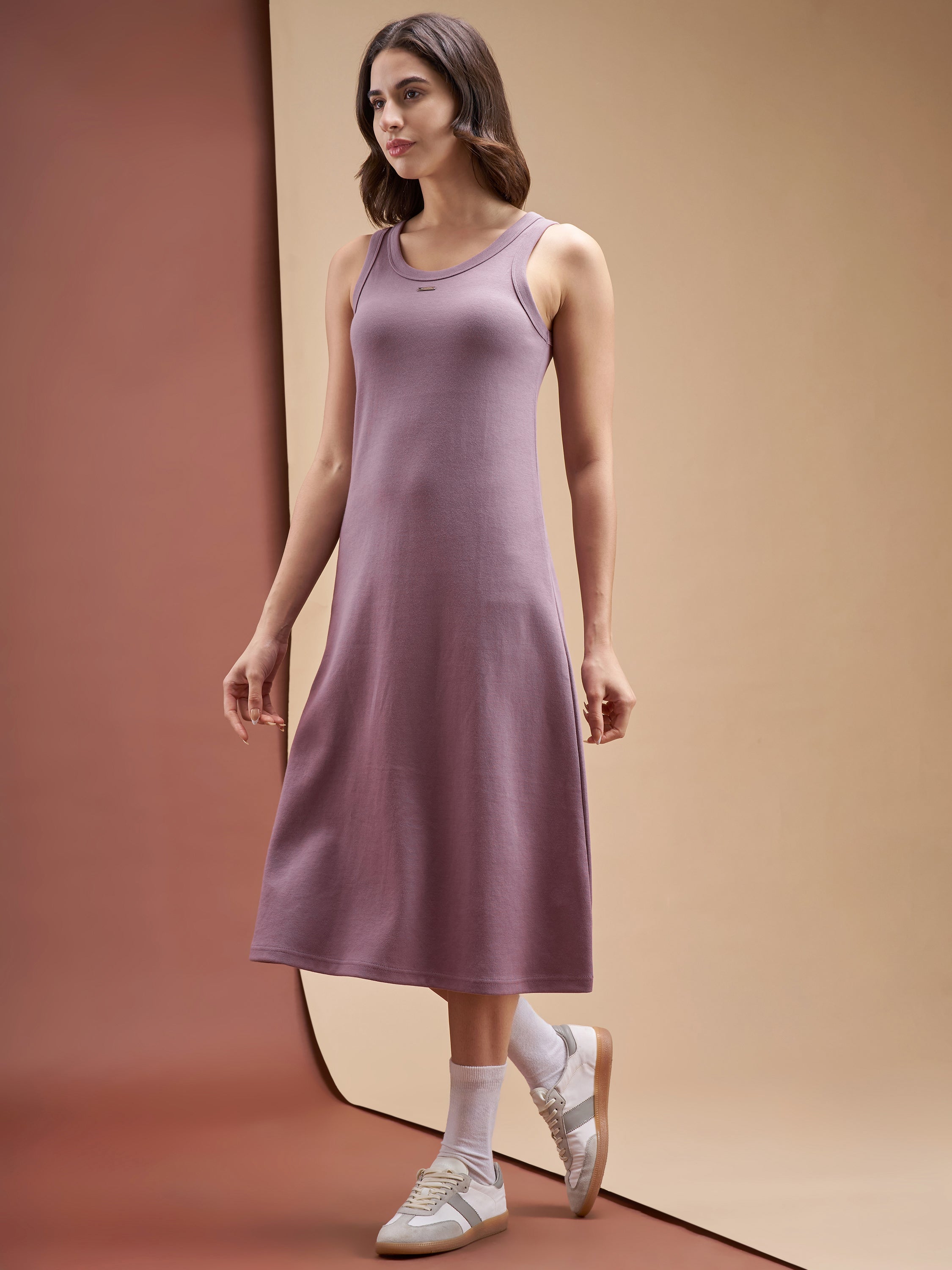 Street By Tokyo Talkies Women Purple Solid T-shirt Dress - Purple - Image 2