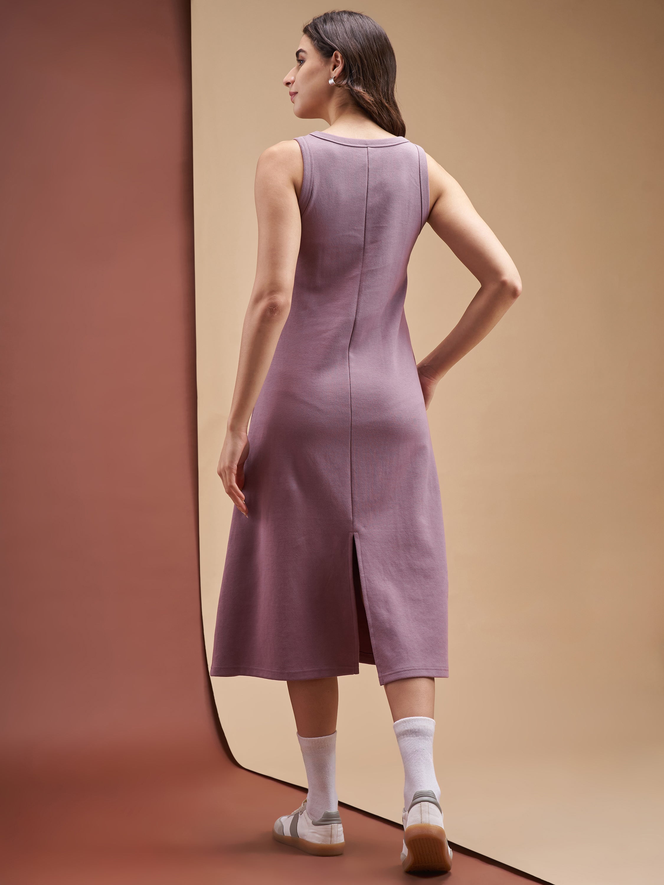 Street By Tokyo Talkies Women Purple Solid T-shirt Dress - Purple - Image 3