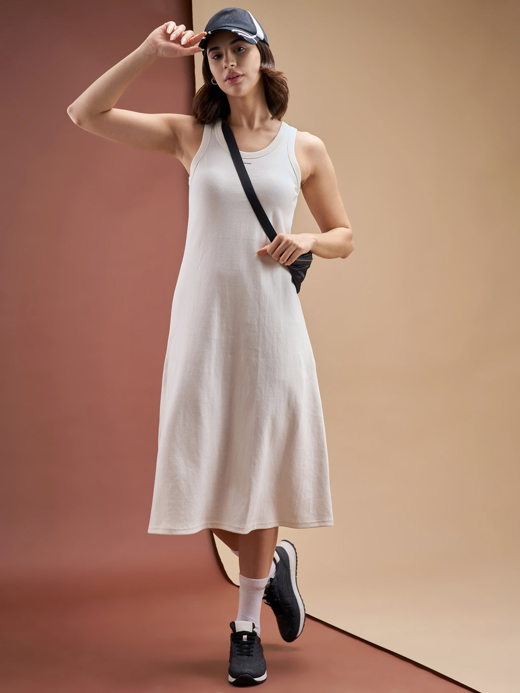 Street By Tokyo Talkies Women Off White Solid T-shirt Dress - Off White - Image 1