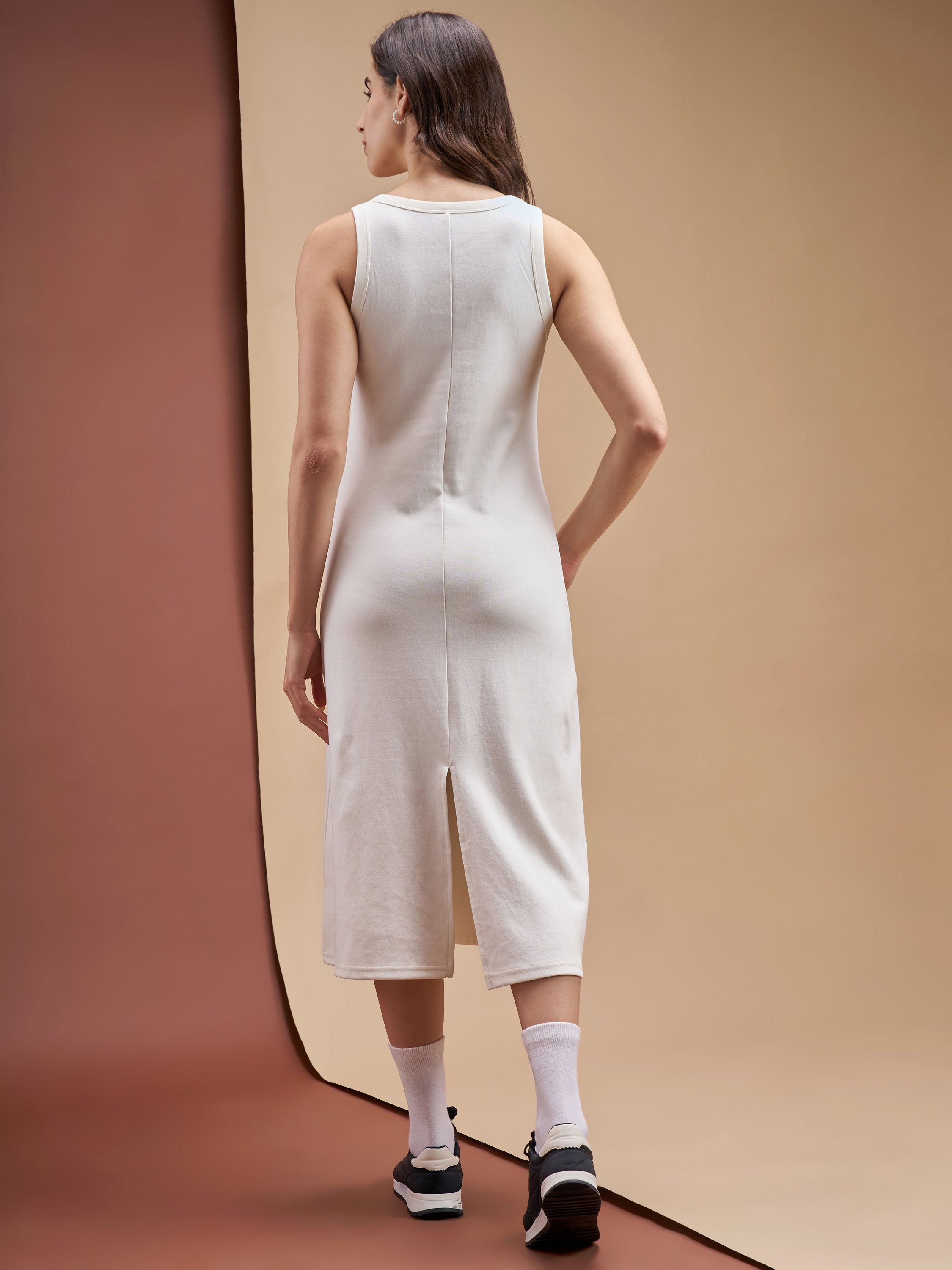 Street By Tokyo Talkies Women Off White Solid T-shirt Dress - Off White - Image 3
