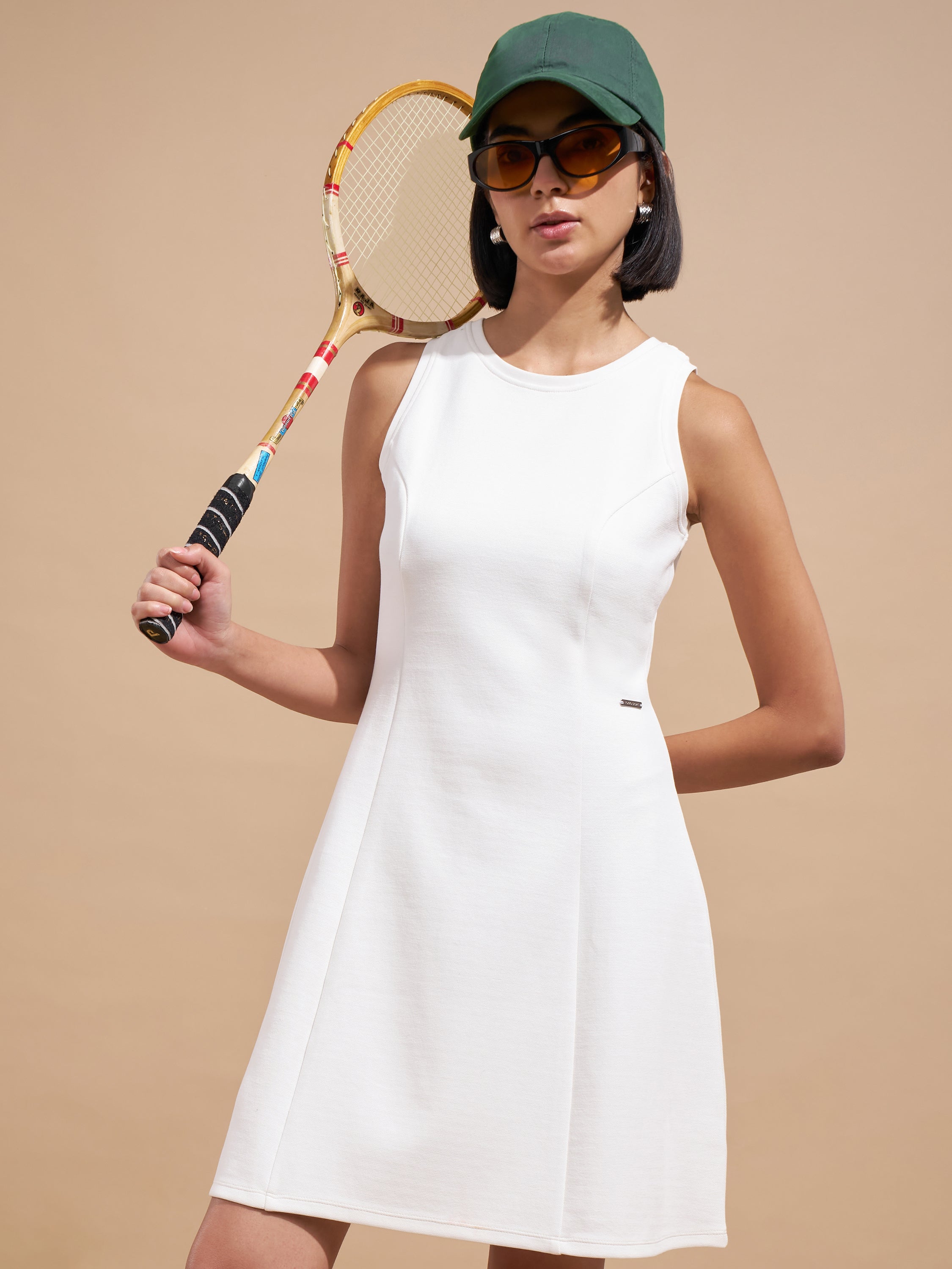 Tokyo Talkies Women White Solid A-Line Dress