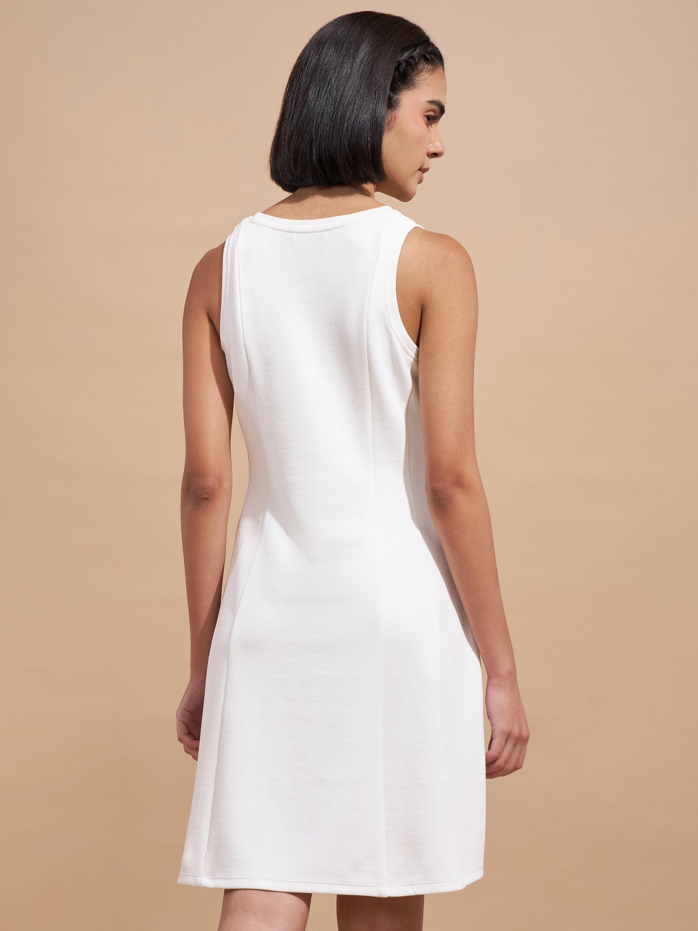 Tokyo Talkies Women White Solid A-Line Dress