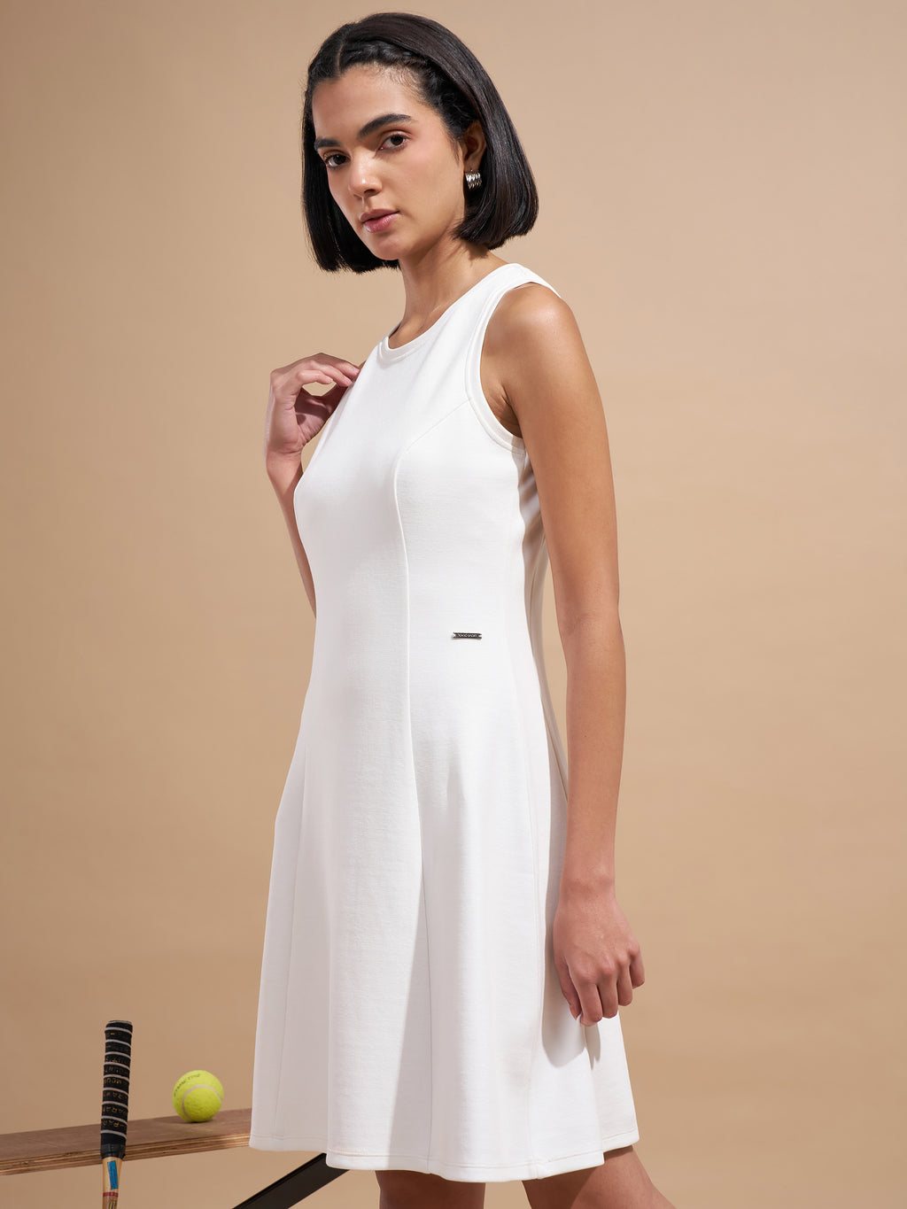 Tokyo Talkies Women White Solid A-Line Dress