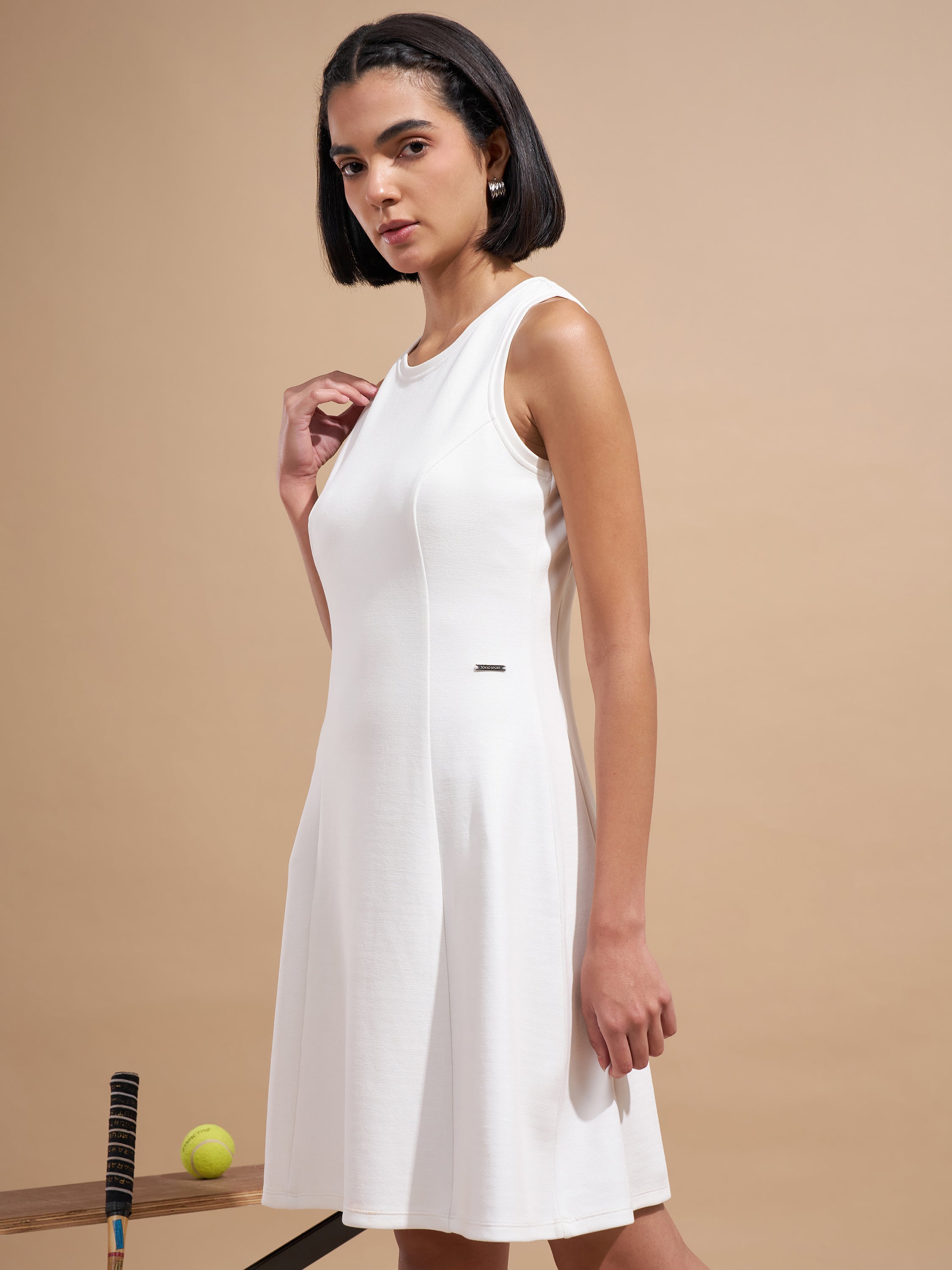 Tokyo Talkies Women White Solid A-Line Dress