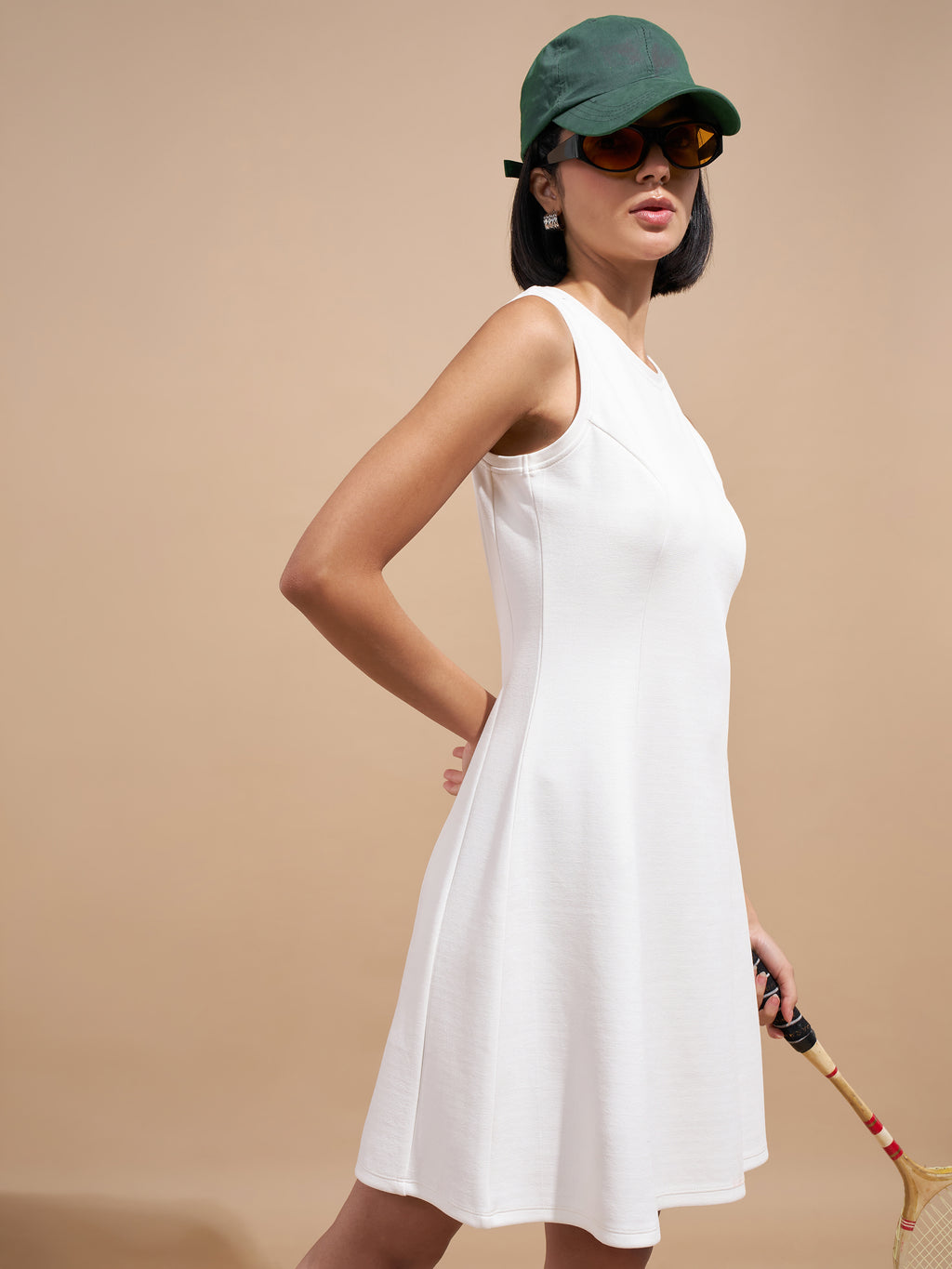 Tokyo Talkies Women White Solid A-Line Dress