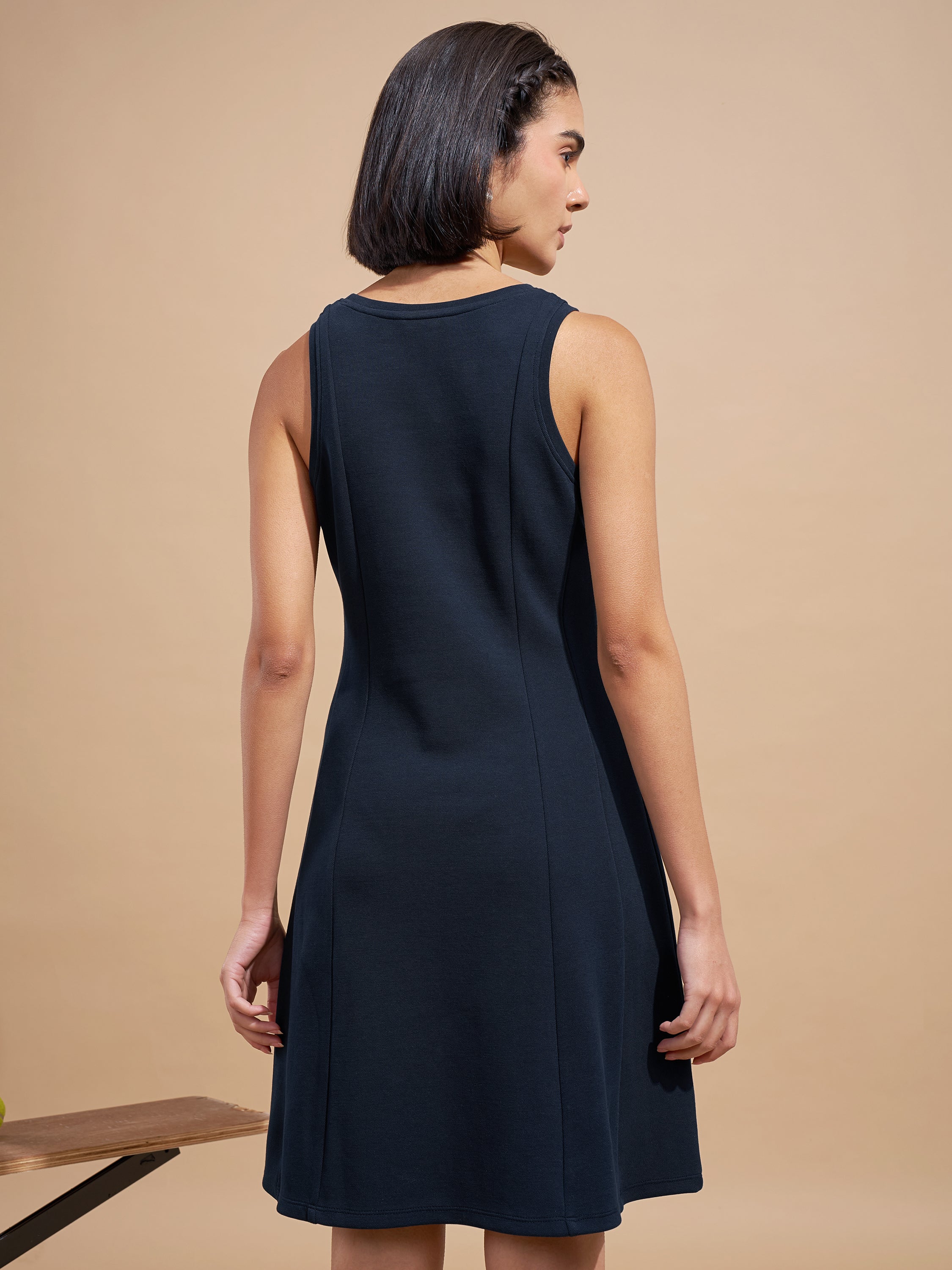 Tokyo Talkies Women Navy Blue Solid A-Line Dress