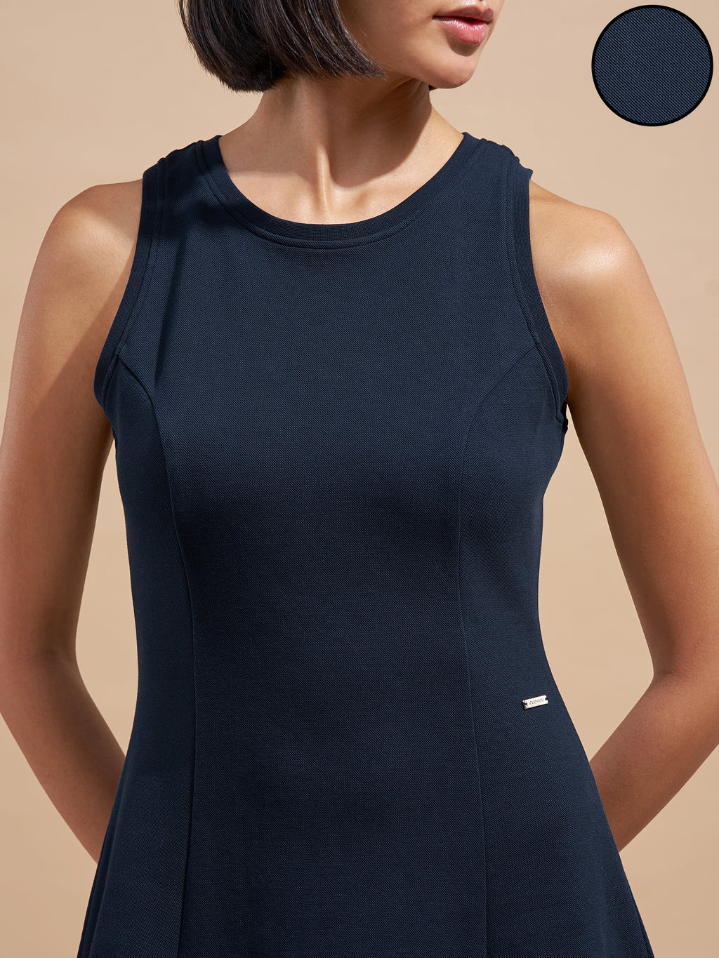 Tokyo Talkies Women Navy Blue Solid A-Line Dress