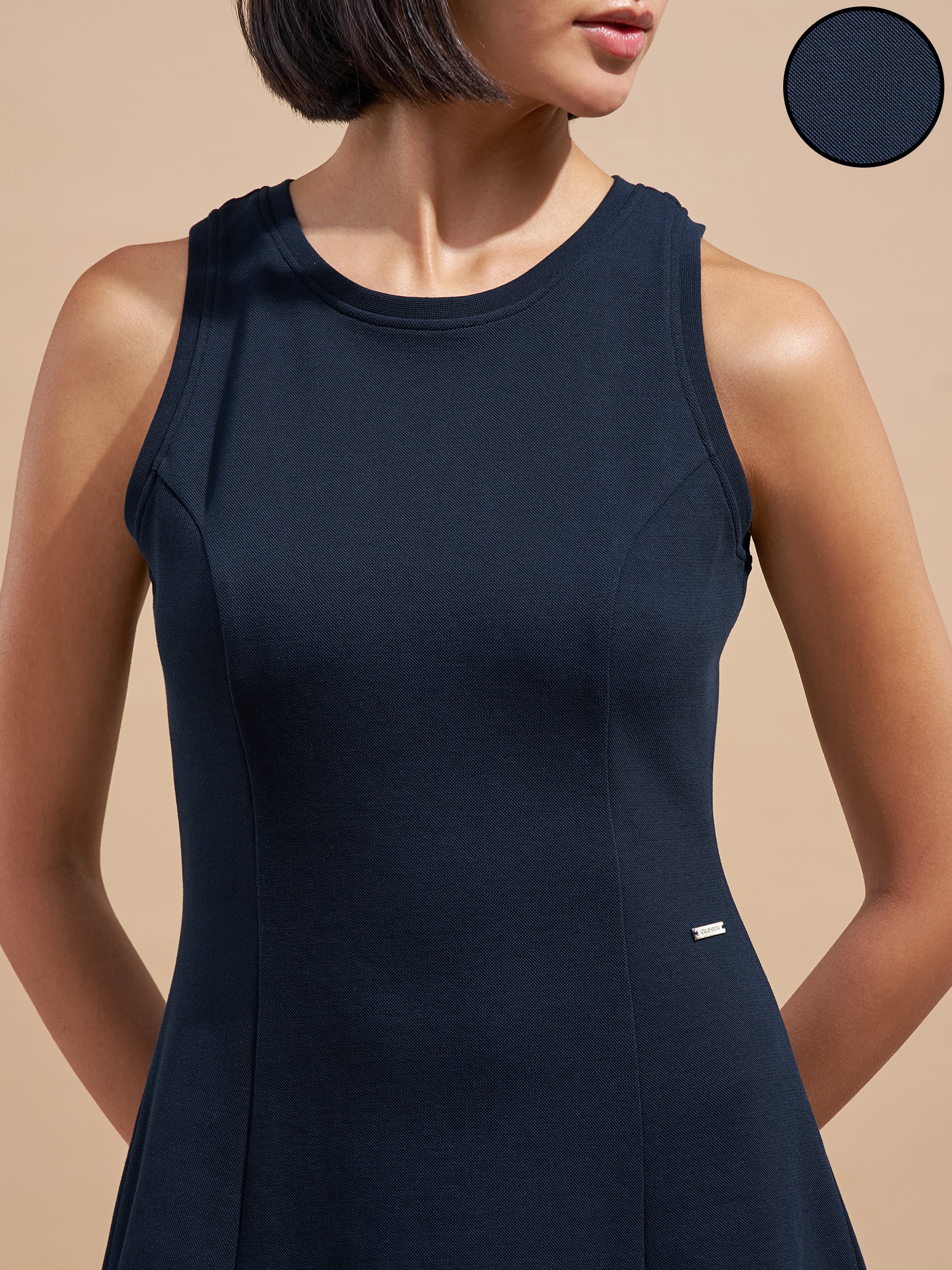 Tokyo Talkies Women Navy Blue Solid A-Line Dress