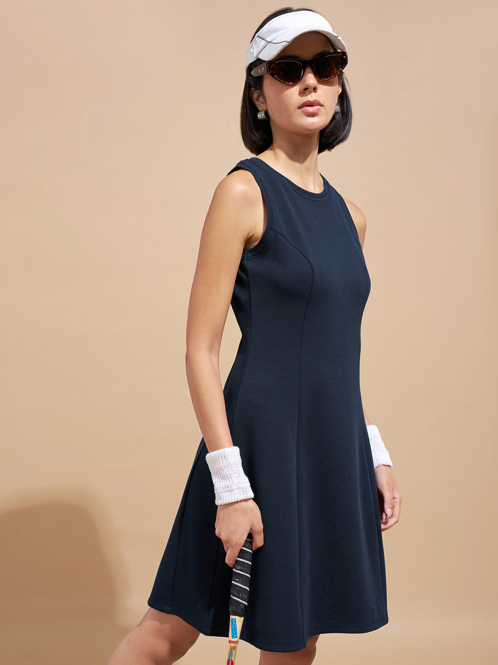 Tokyo Talkies Women Navy Blue Solid A-Line Dress