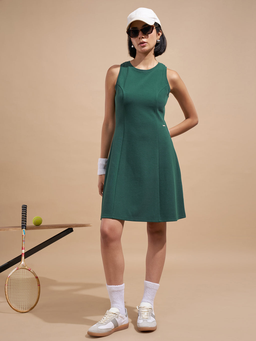 Tokyo Talkies Women Green Solid A-Line Dress
