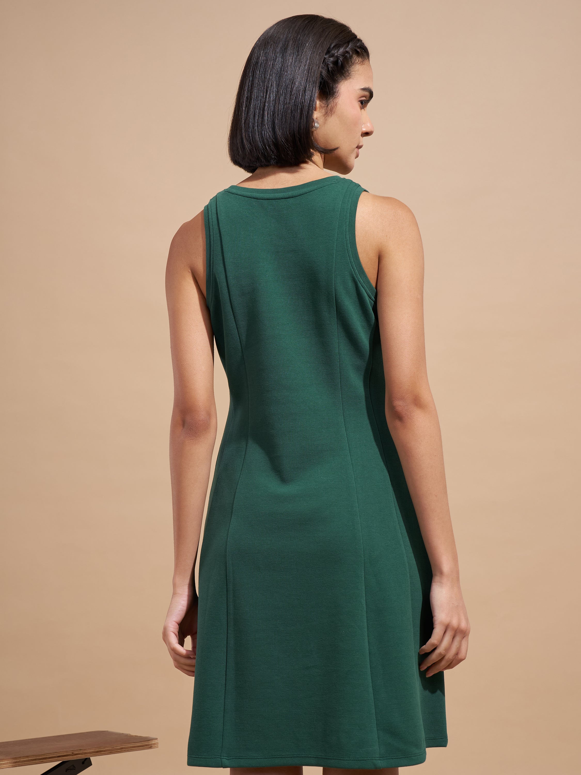 Tokyo Talkies Women Green Solid A-Line Dress