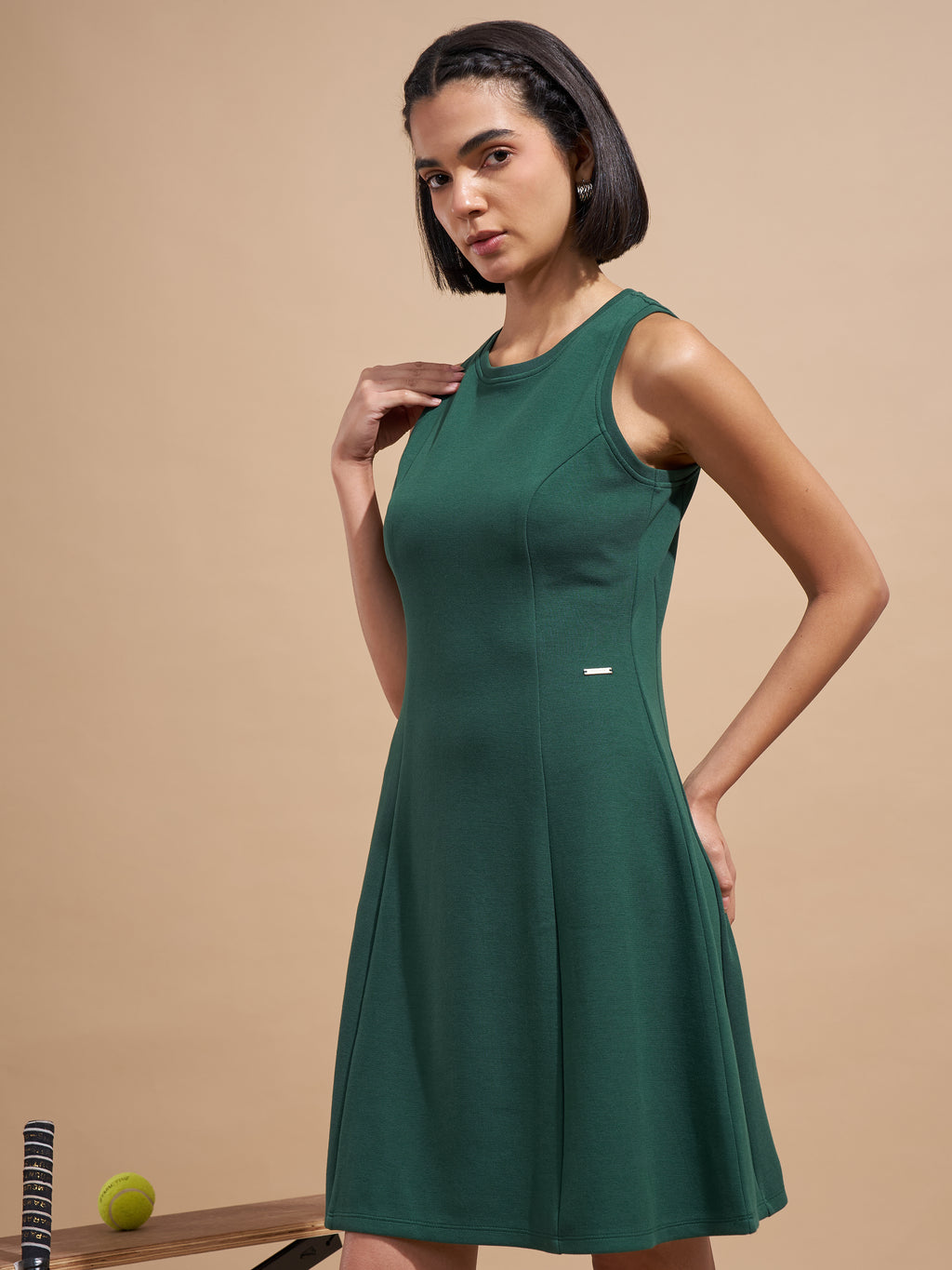Tokyo Talkies Women Green Solid A-Line Dress