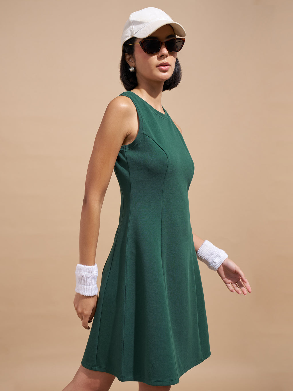Tokyo Talkies Women Green Solid A-Line Dress