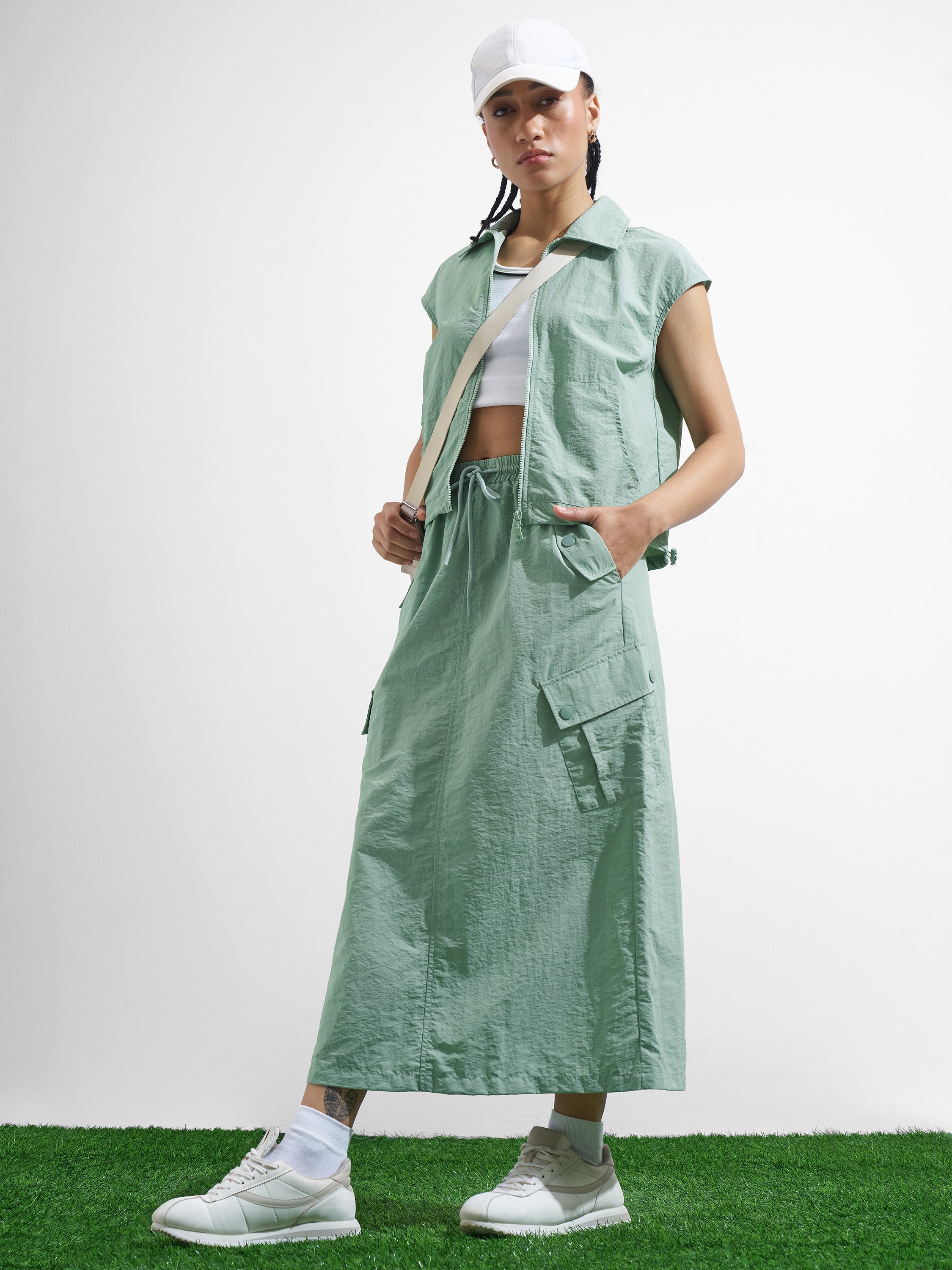Street By Tokyo Talkies Women Green Open Front Jacket - Green - Image 2