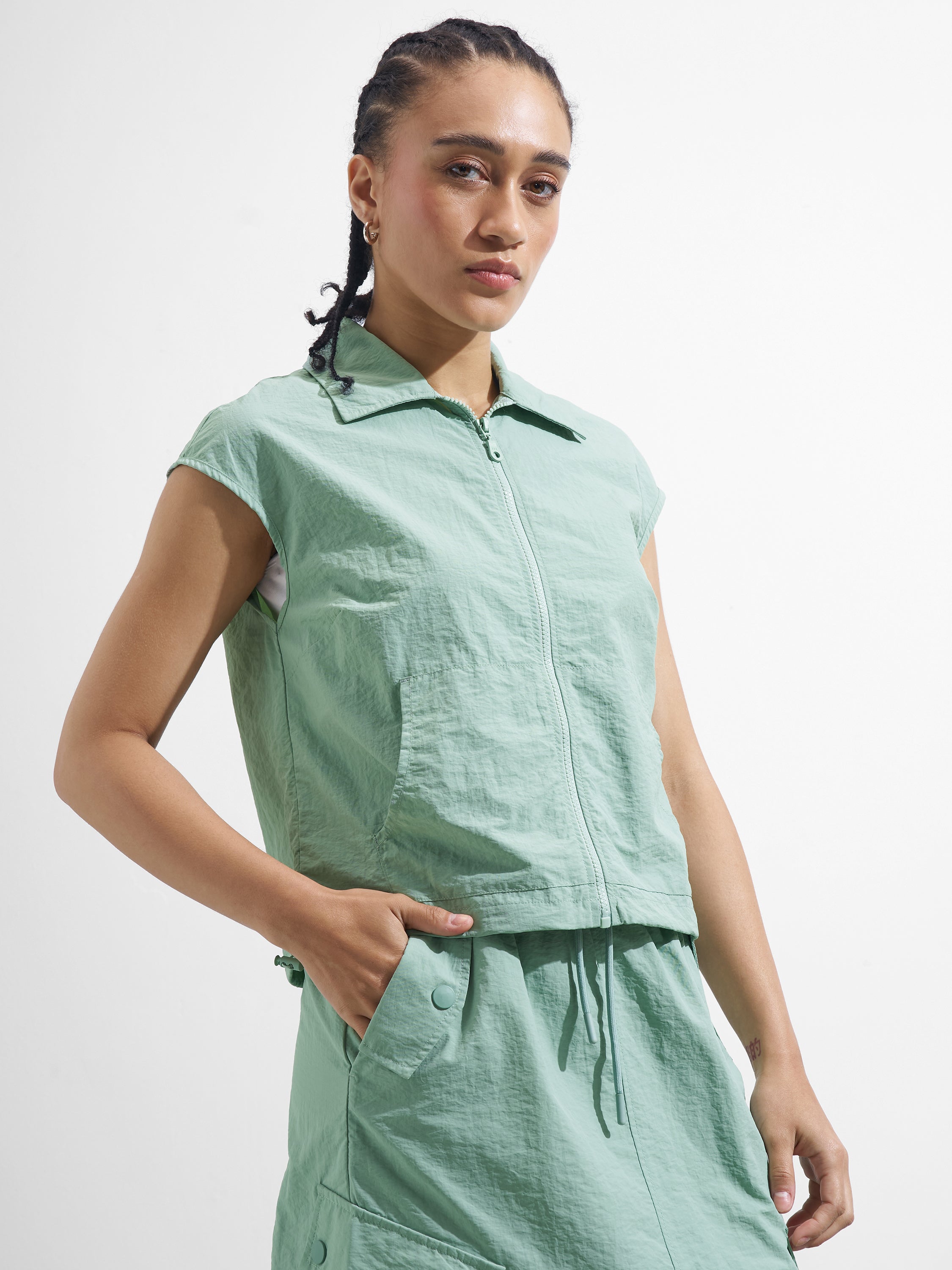 Street By Tokyo Talkies Women Green Open Front Jacket - Green - Image 6