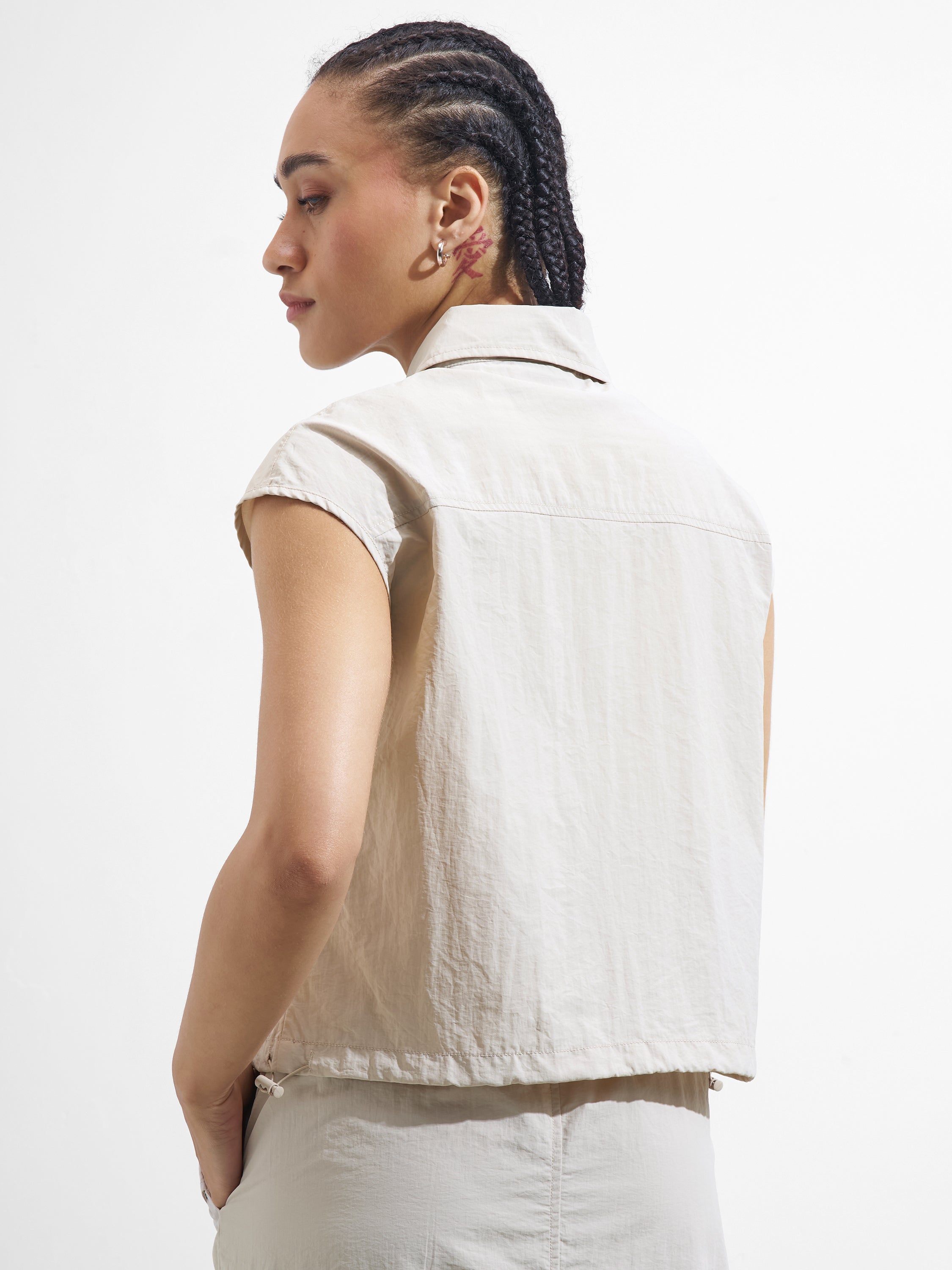 Street By Tokyo Talkies Women Beige Open Front Jacket - Beige - Image 3