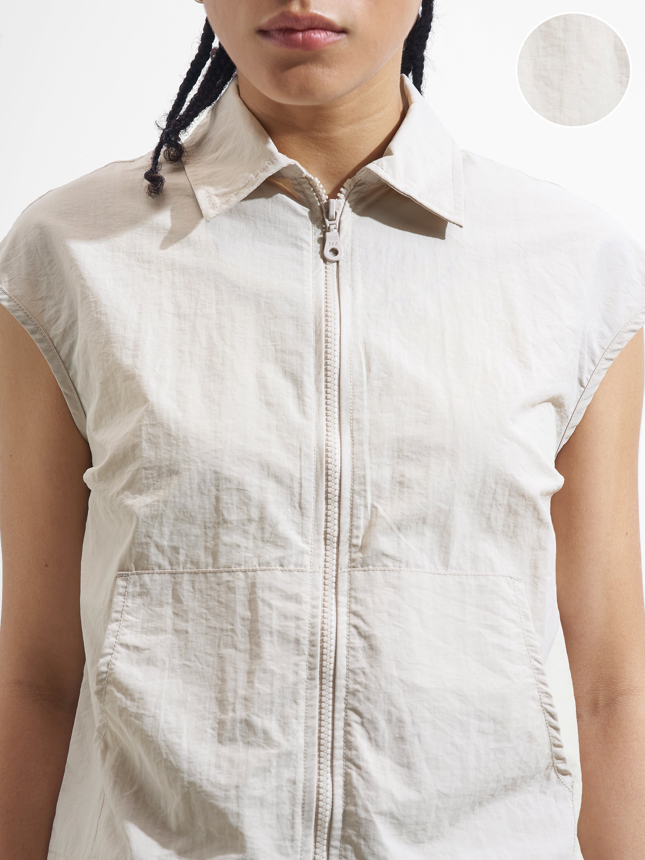 Street By Tokyo Talkies Women Beige Open Front Jacket - Beige - Image 5