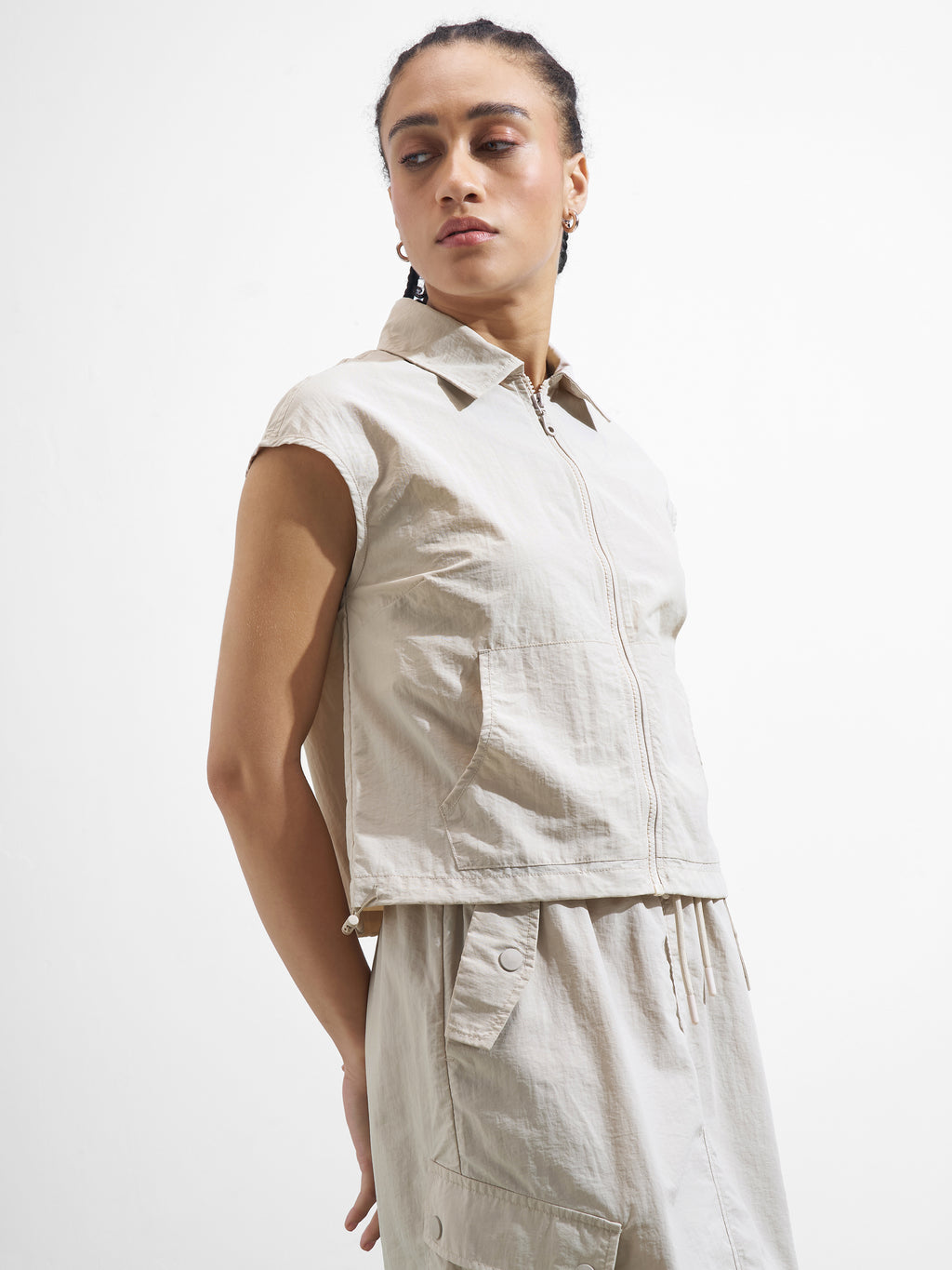 Street By Tokyo Talkies Women Beige Open Front Jacket - Beige - Image 6