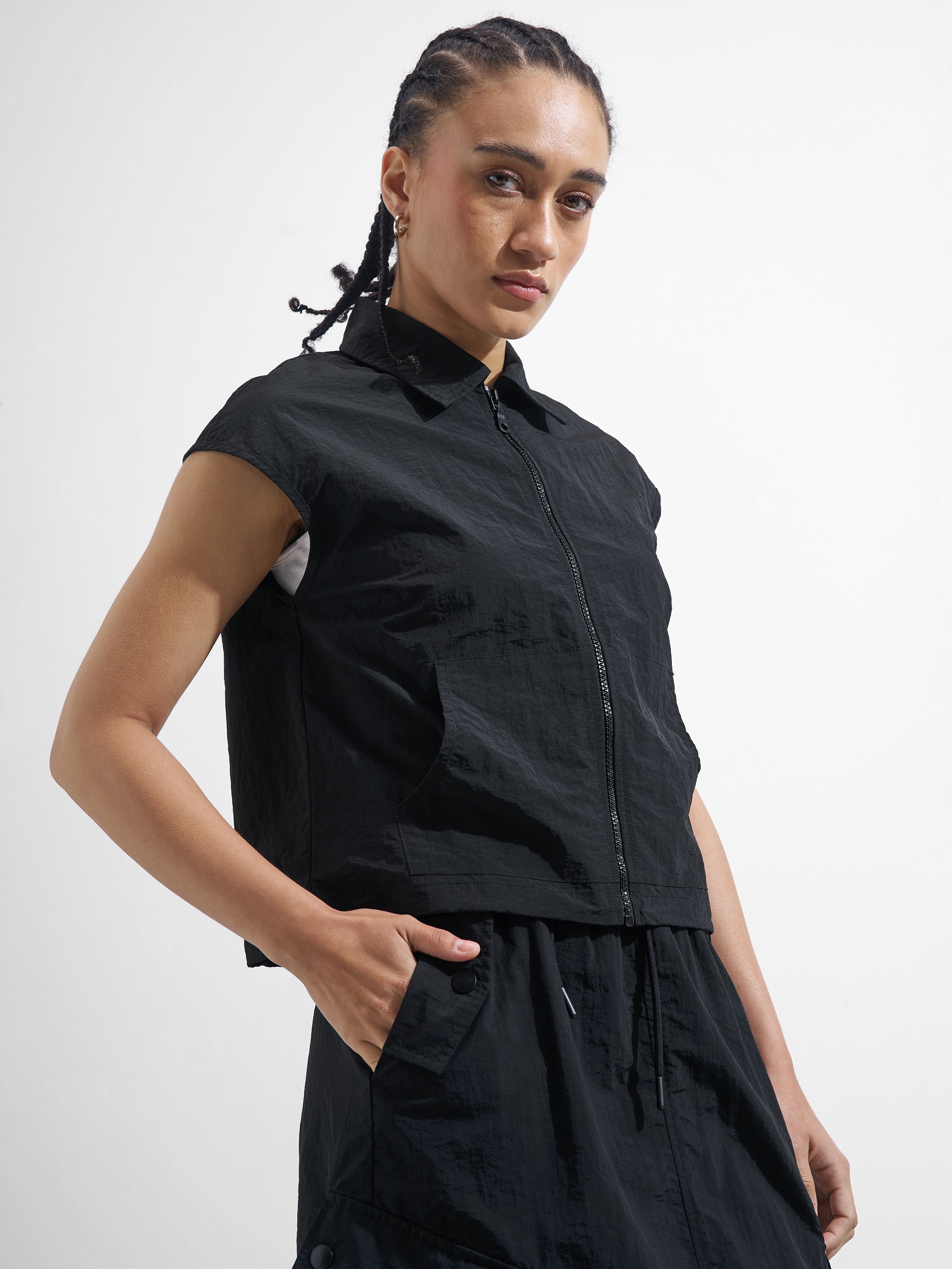 Street By Tokyo Talkies Women Black Open Front Jacket - Black - Image 6