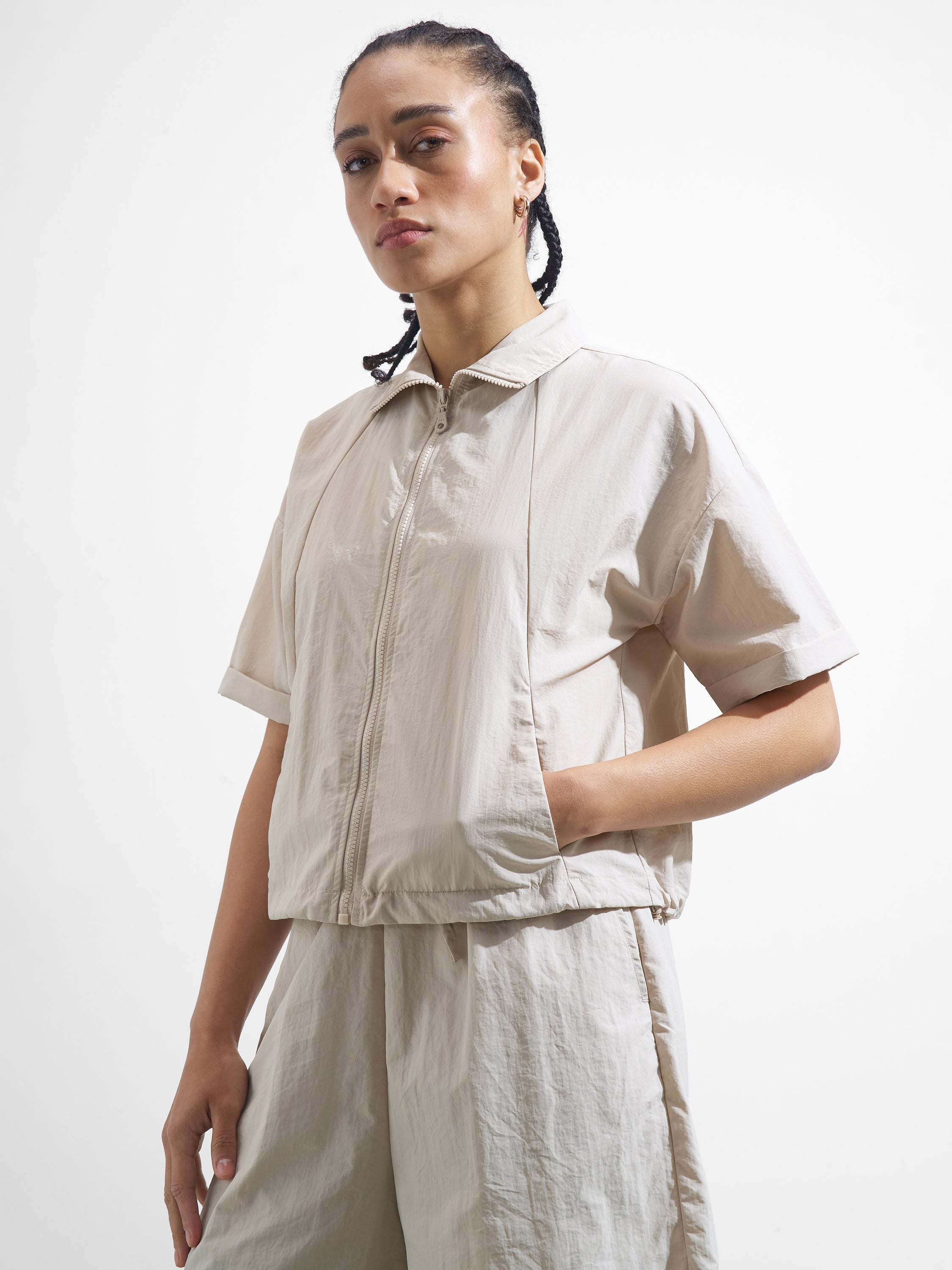 Street By Tokyo Talkies Women Beige Open Front Jacket - Beige - Image 4