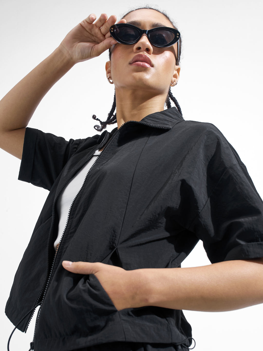 Street By Tokyo Talkies Women Black Open Front Jacket - Black - Image 1