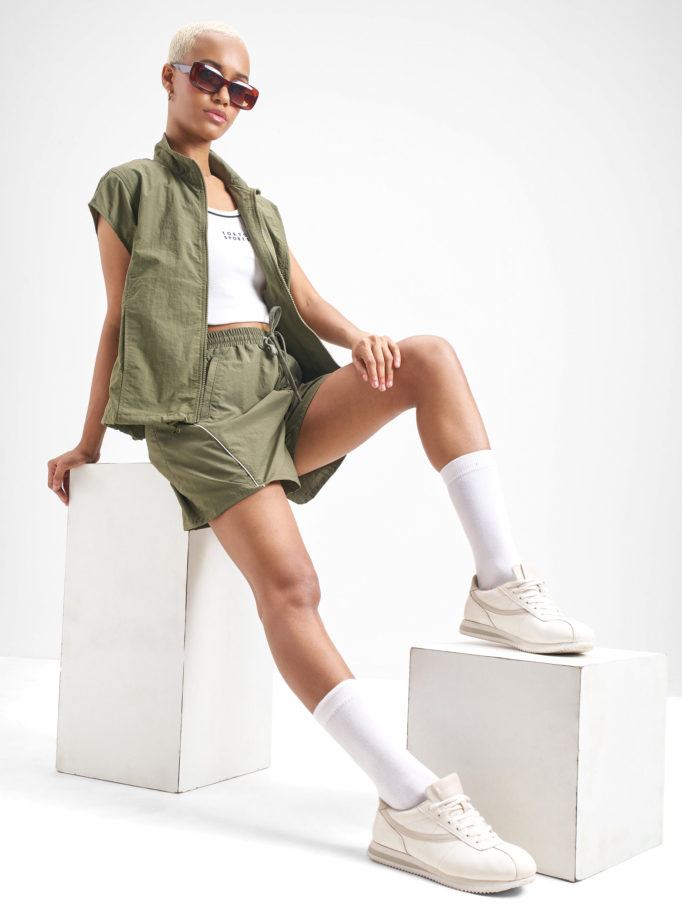 Street By Tokyo Talkies Women Green Open Front Jacket - Green - Image 2