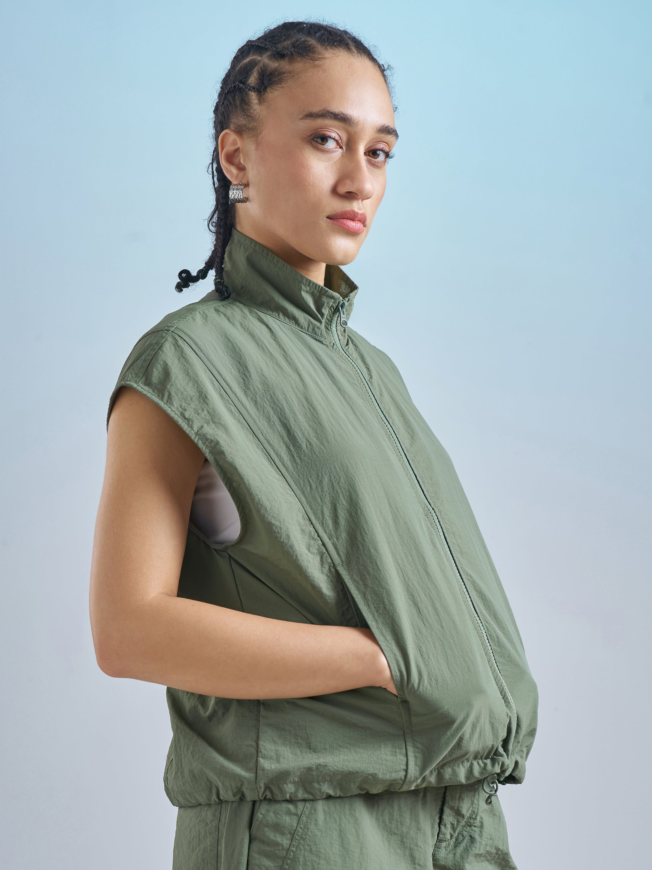 Street By Tokyo Talkies Women Green Open Front Jacket - Green - Image 6