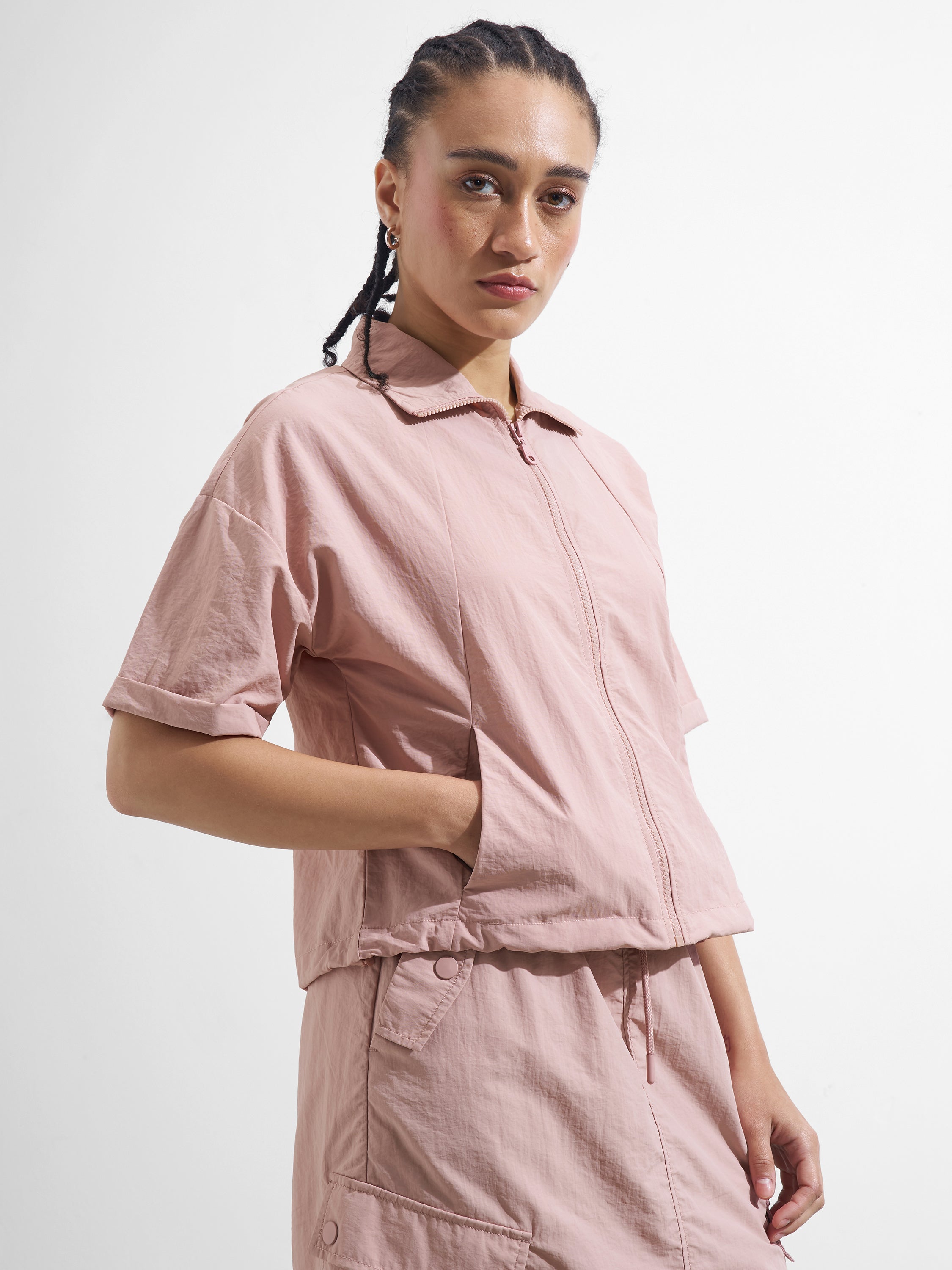 Street By Tokyo Talkies Women Pink Open Front Jacket - Pink - Image 6