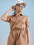 Street By Tokyo Talkies Women Brown Solid Jumpsuit - Brown - Image 1