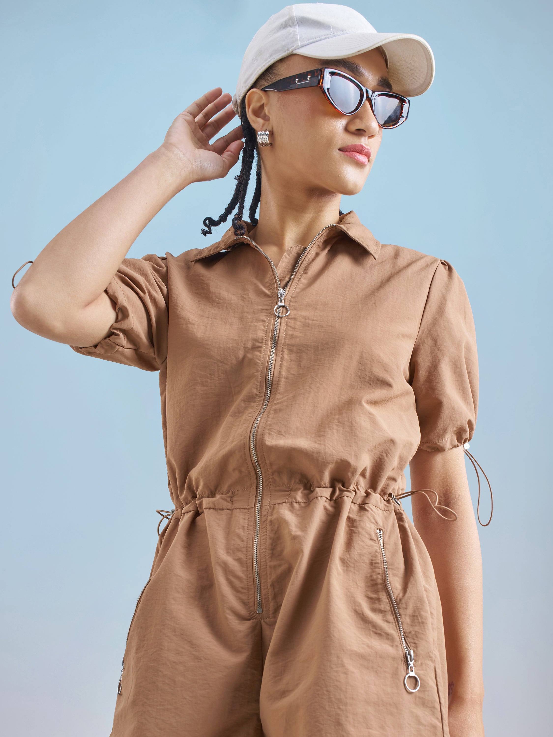 Street By Tokyo Talkies Women Brown Solid Jumpsuit - Brown - Image 1