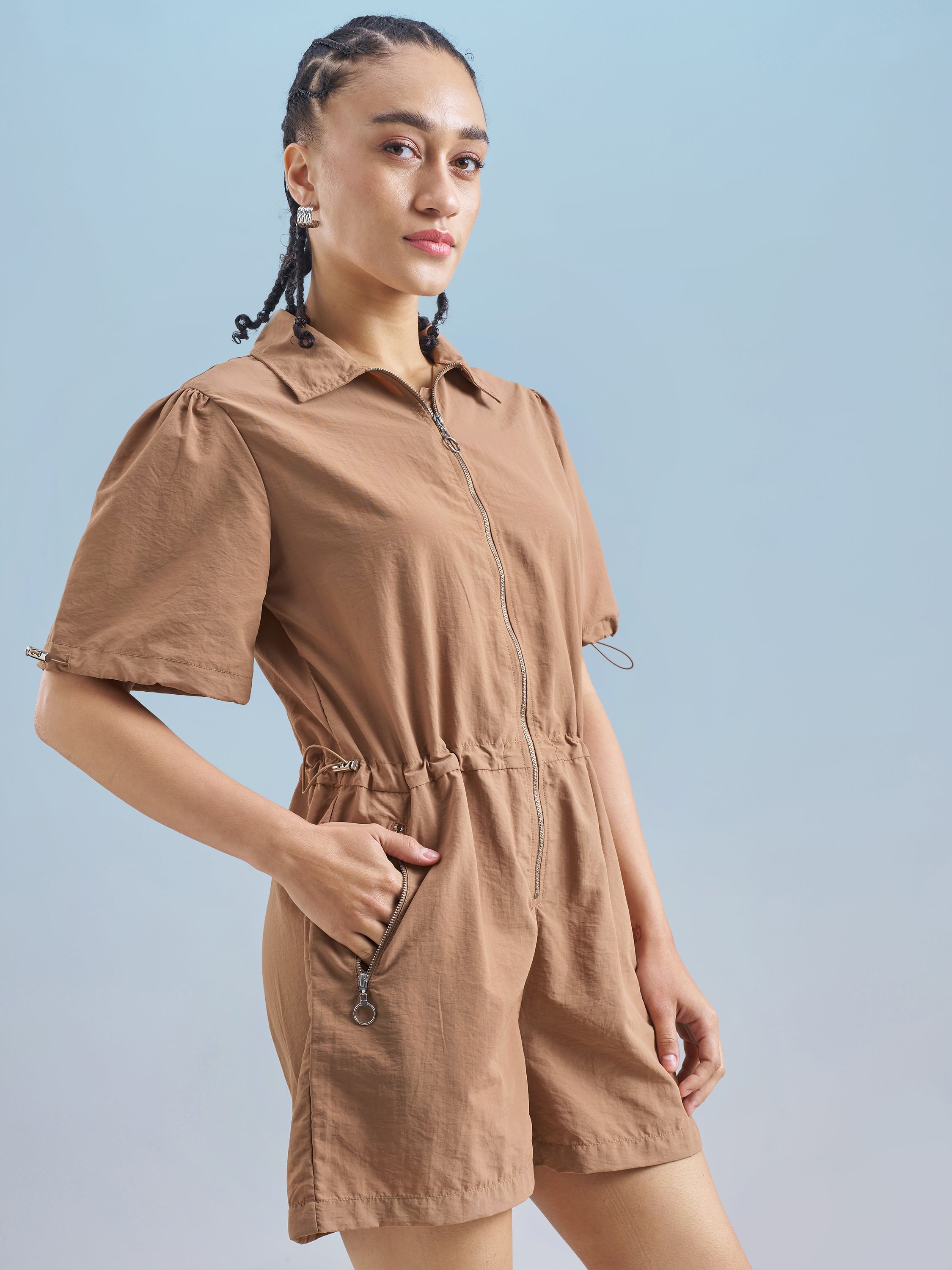 Street By Tokyo Talkies Women Brown Solid Jumpsuit - Brown - Image 6
