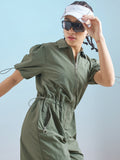 Street By Tokyo Talkies Women Green Solid Jumpsuit - Green - Image 1