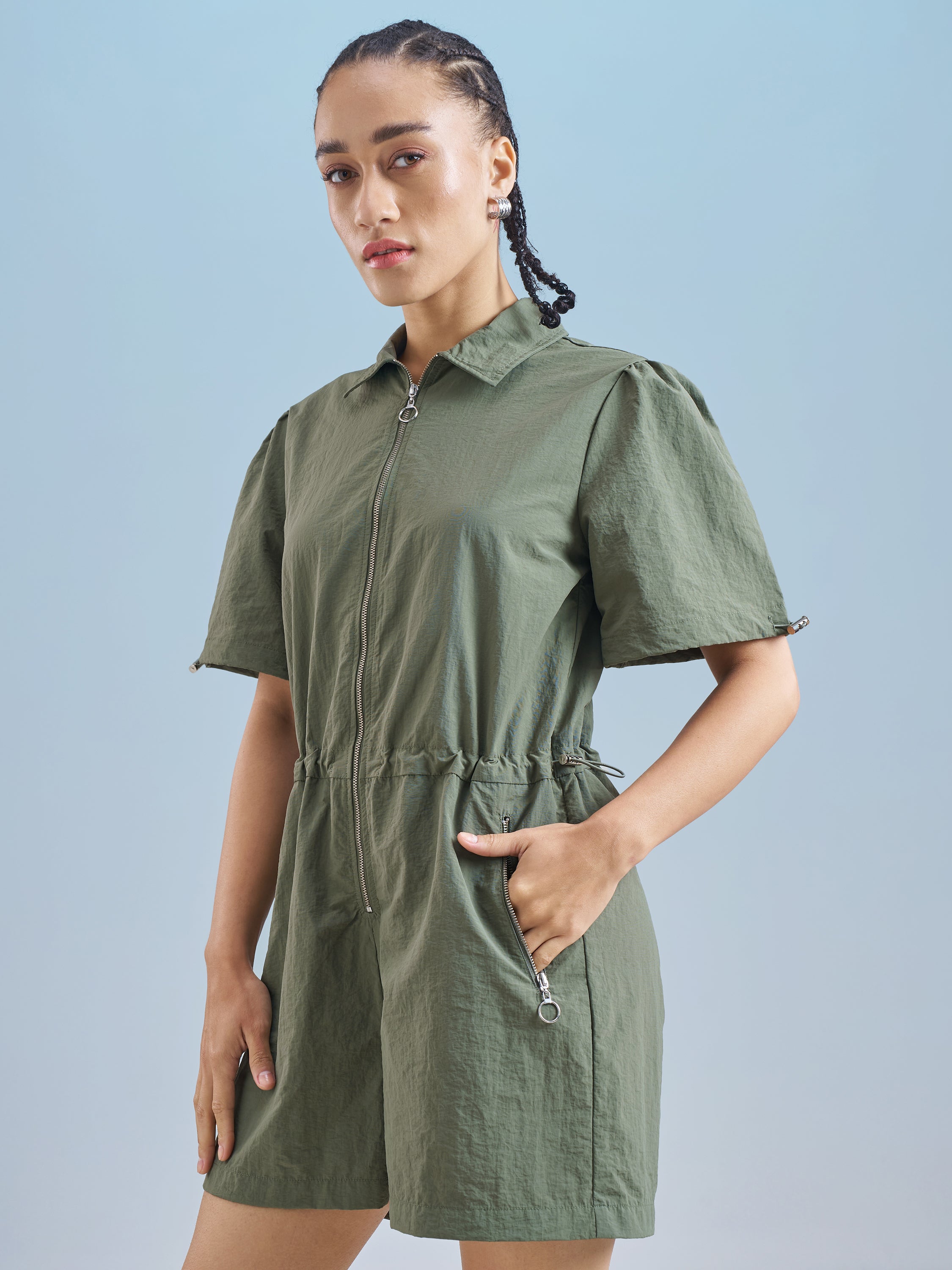 Street By Tokyo Talkies Women Green Solid Jumpsuit - Green - Image 4
