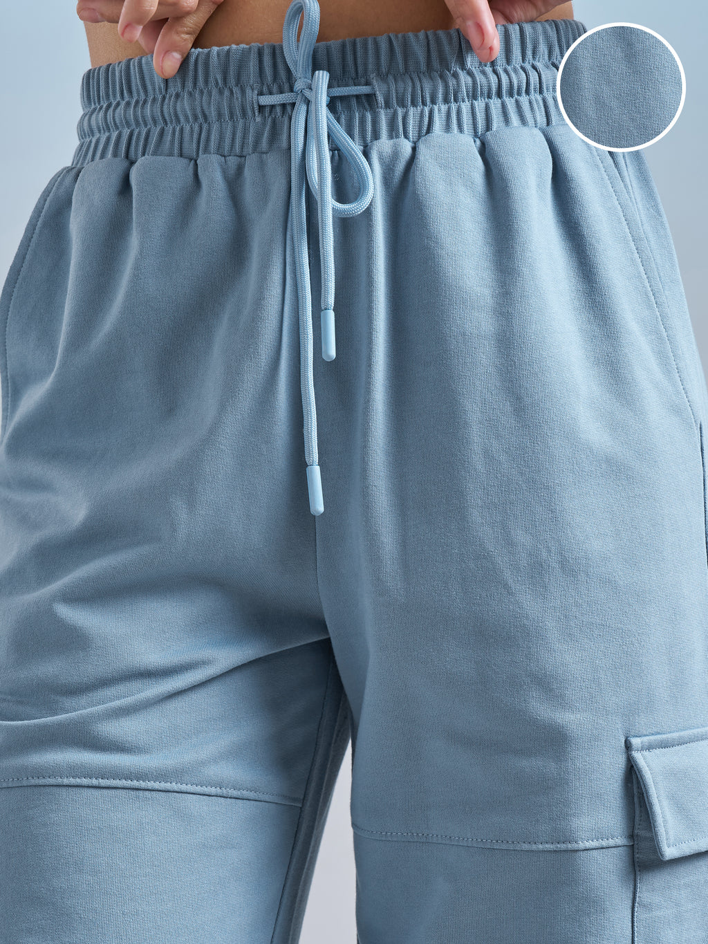 Street By Tokyo Talkies Women Blue Solid Relaxed Fit Cargos - Blue - Image 5