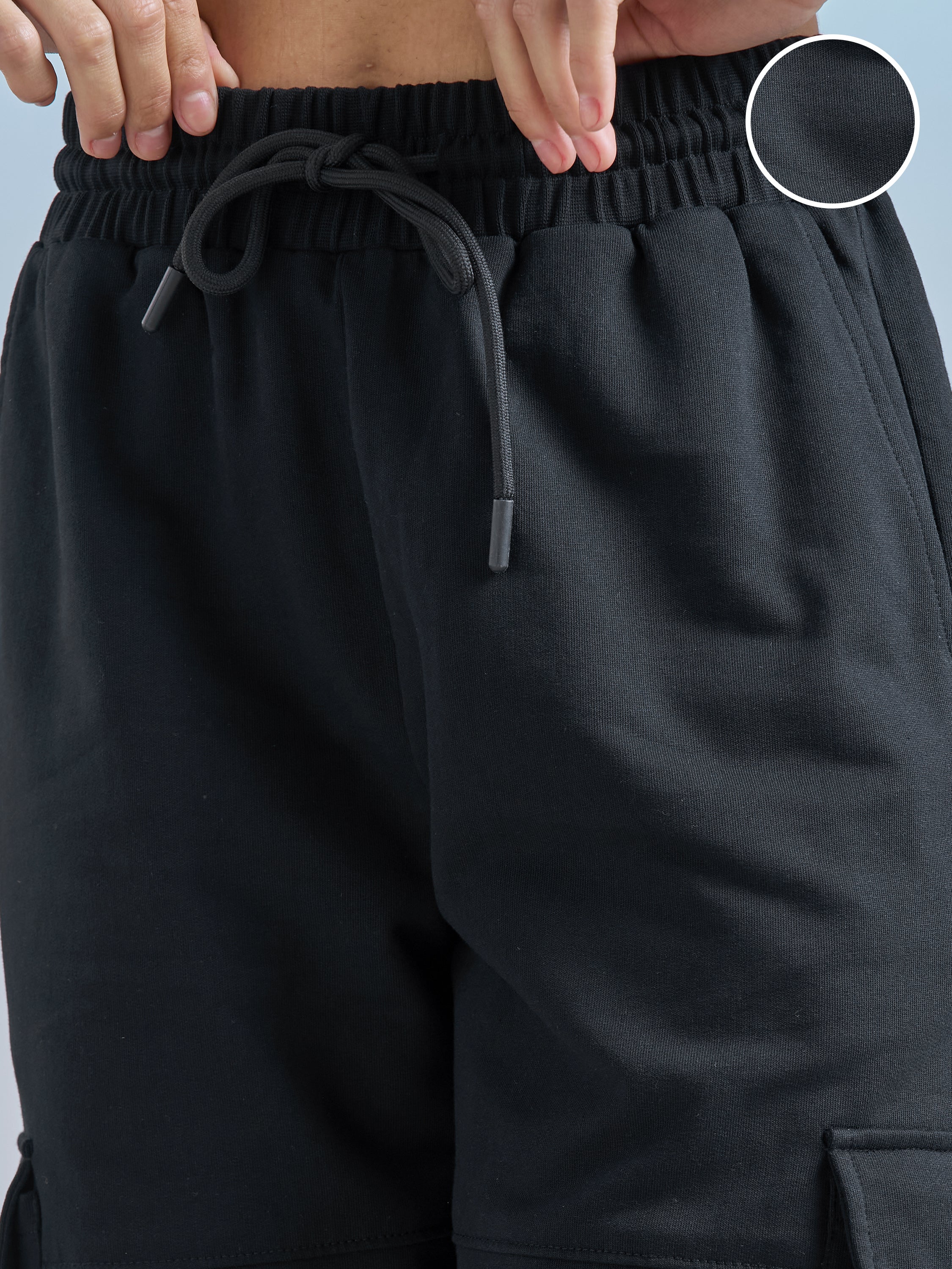 Street By Tokyo Talkies Women Black Solid Relaxed Fit Cargos - Black - Image 5