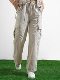 Street By Tokyo Talkies Women Beige Solid Regular Fit Cargos - Beige - Image 1