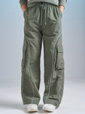 Street By Tokyo Talkies Women Green Solid Regular Fit Cargos - Green - Image 1
