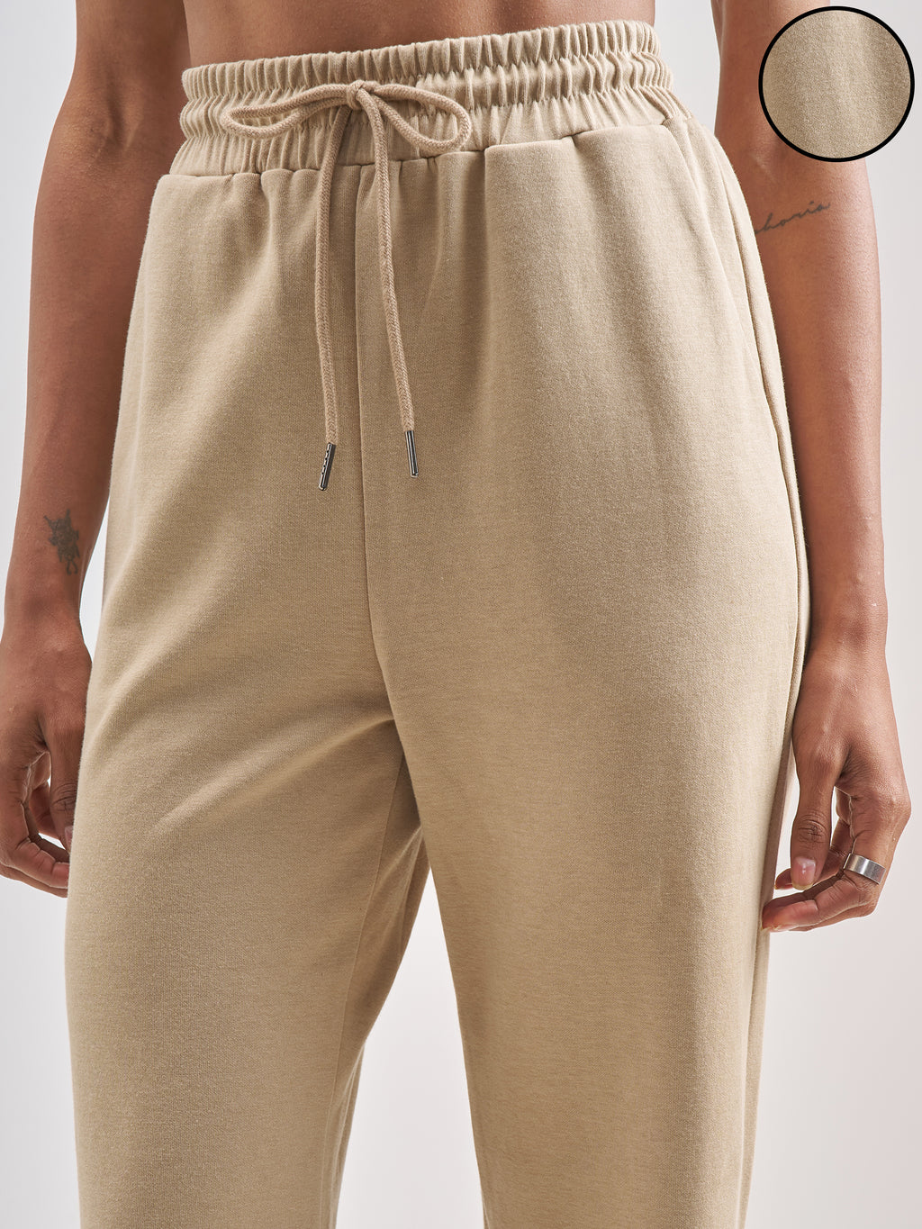 Street By Tokyo Talkies Women Beige Solid Regular Fit Trouser - Beige - Image 5