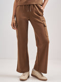 Street By Tokyo Talkies Women Brown Solid Straight Fit Regular Trouser - Brown - Image 1