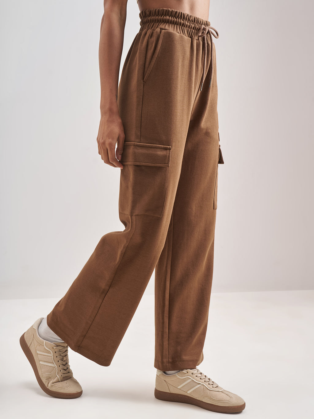 Street By Tokyo Talkies Women Brown Solid Straight Fit Regular Trouser - Brown - Image 6
