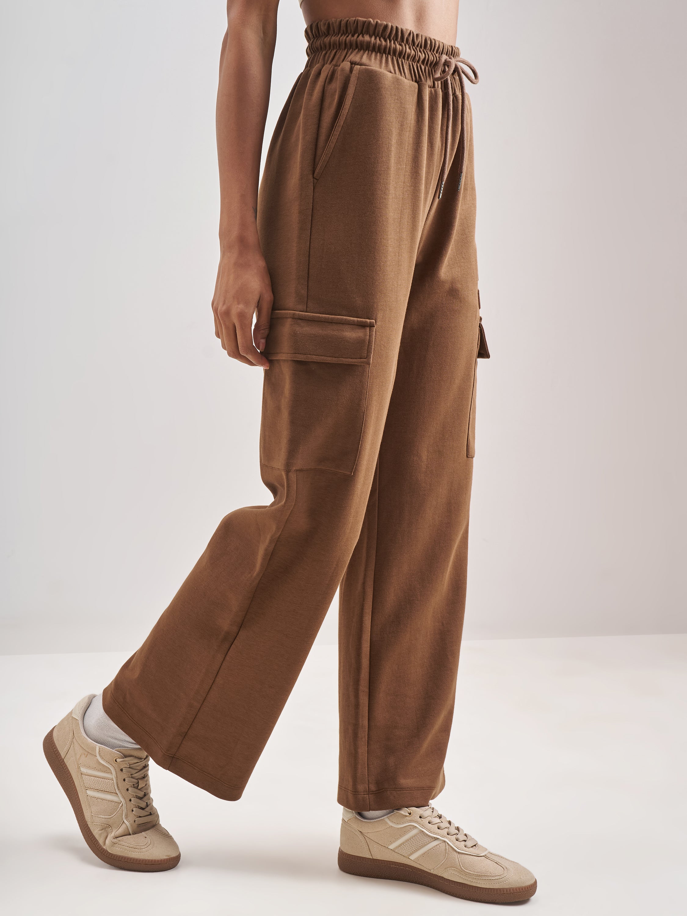 Street By Tokyo Talkies Women Brown Solid Straight Fit Regular Trouser - Brown - Image 6