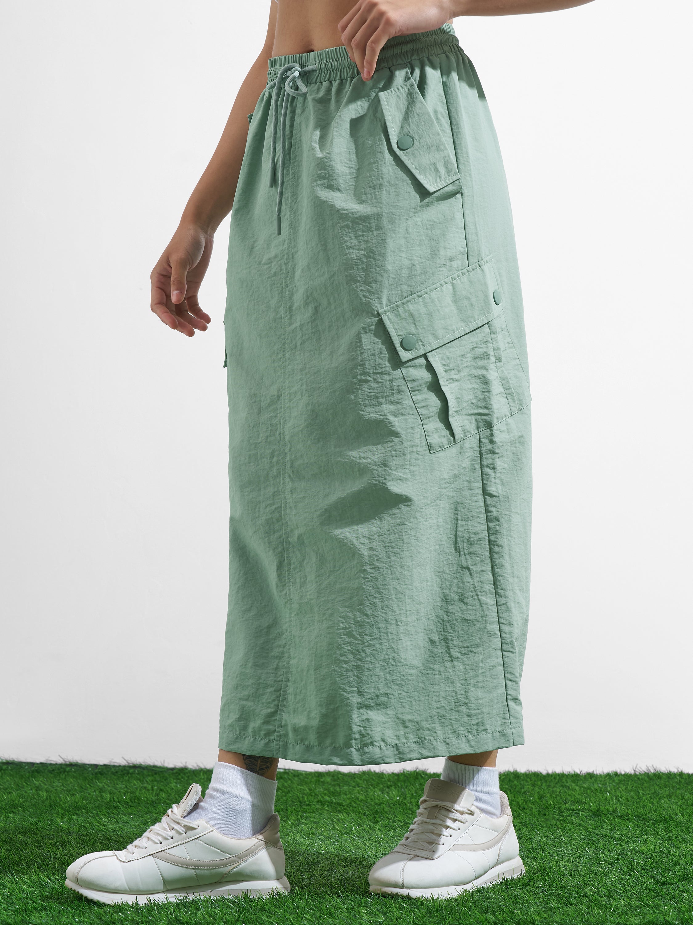 Street By Tokyo Talkies Women Green Midi Skirt - Green - Image 4