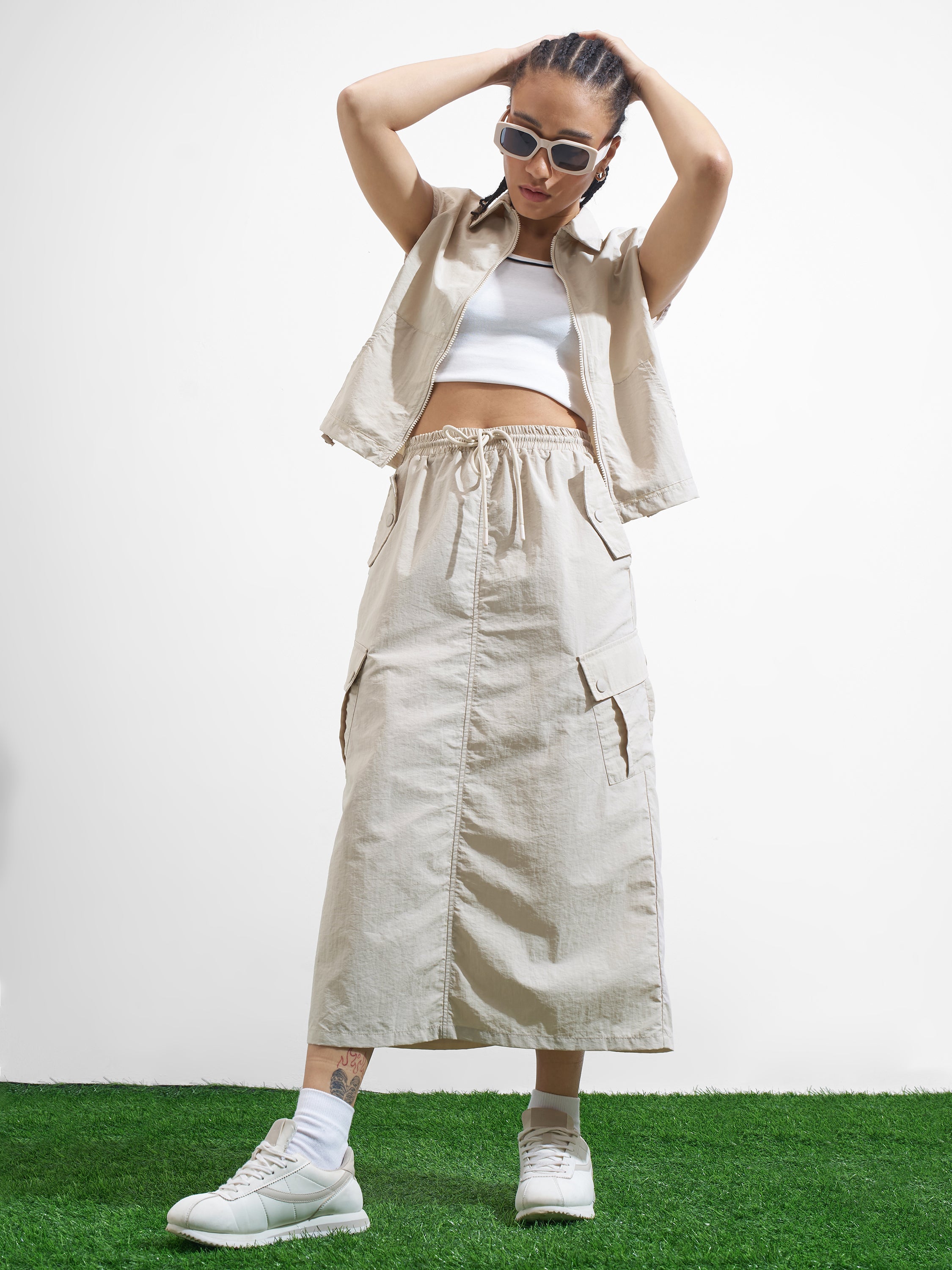Street By Tokyo Talkies Women Beige Midi Skirt - Beige - Image 2