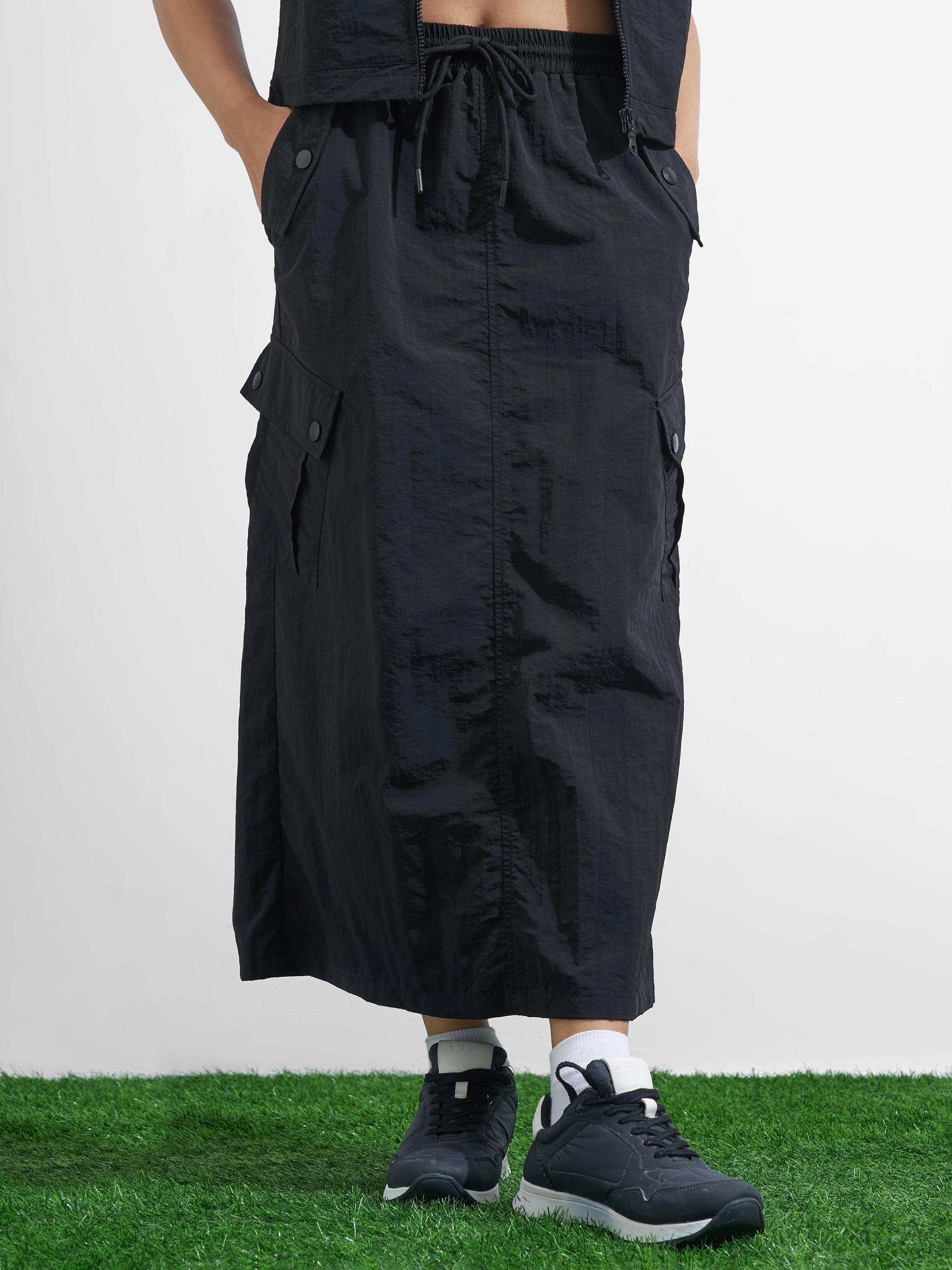 Street By Tokyo Talkies Women Black Midi Skirt - Black - Image 1
