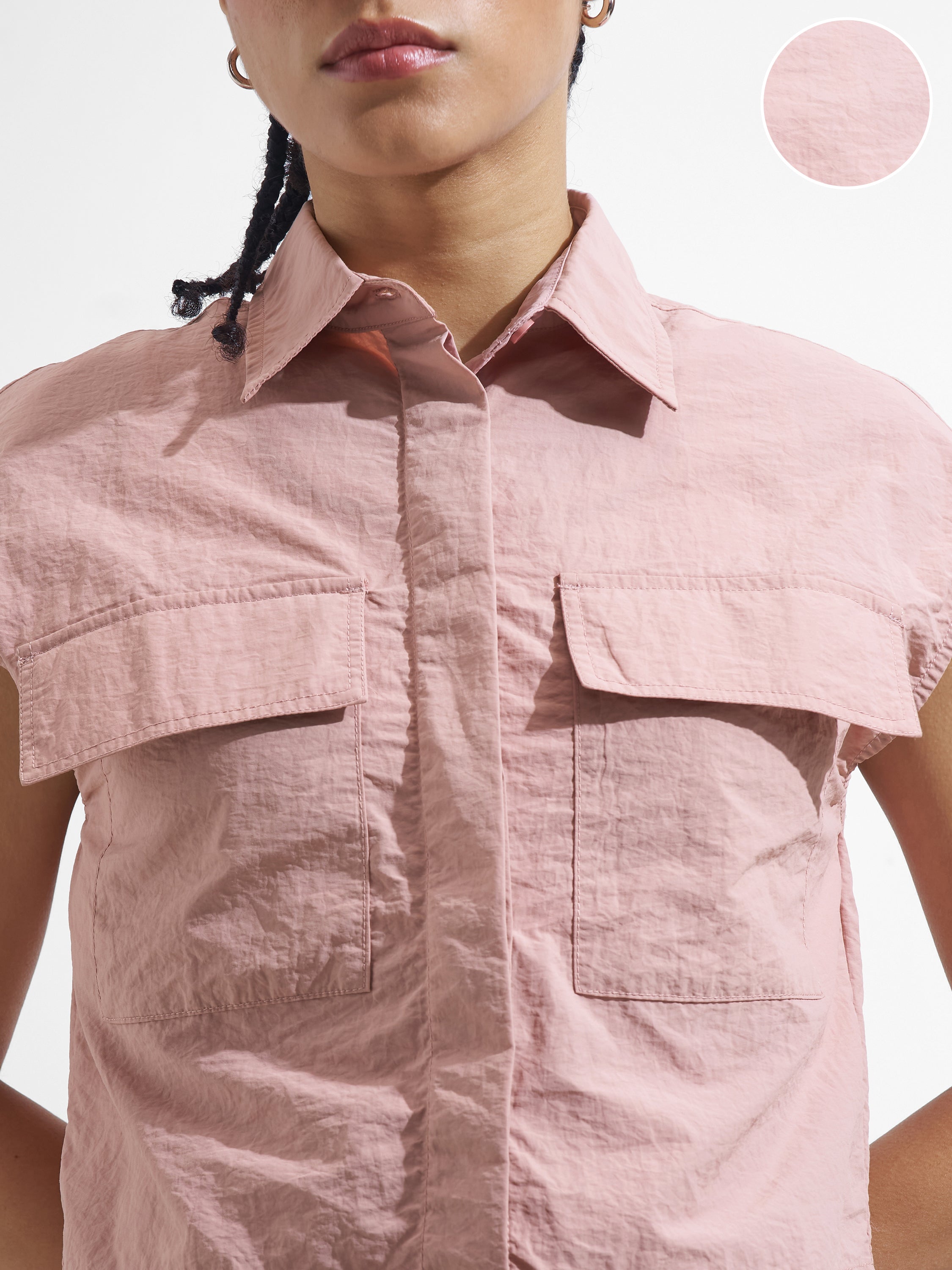 Street By Tokyo Talkies Women Pink Solid Shirt Style Top - Pink - Image 5